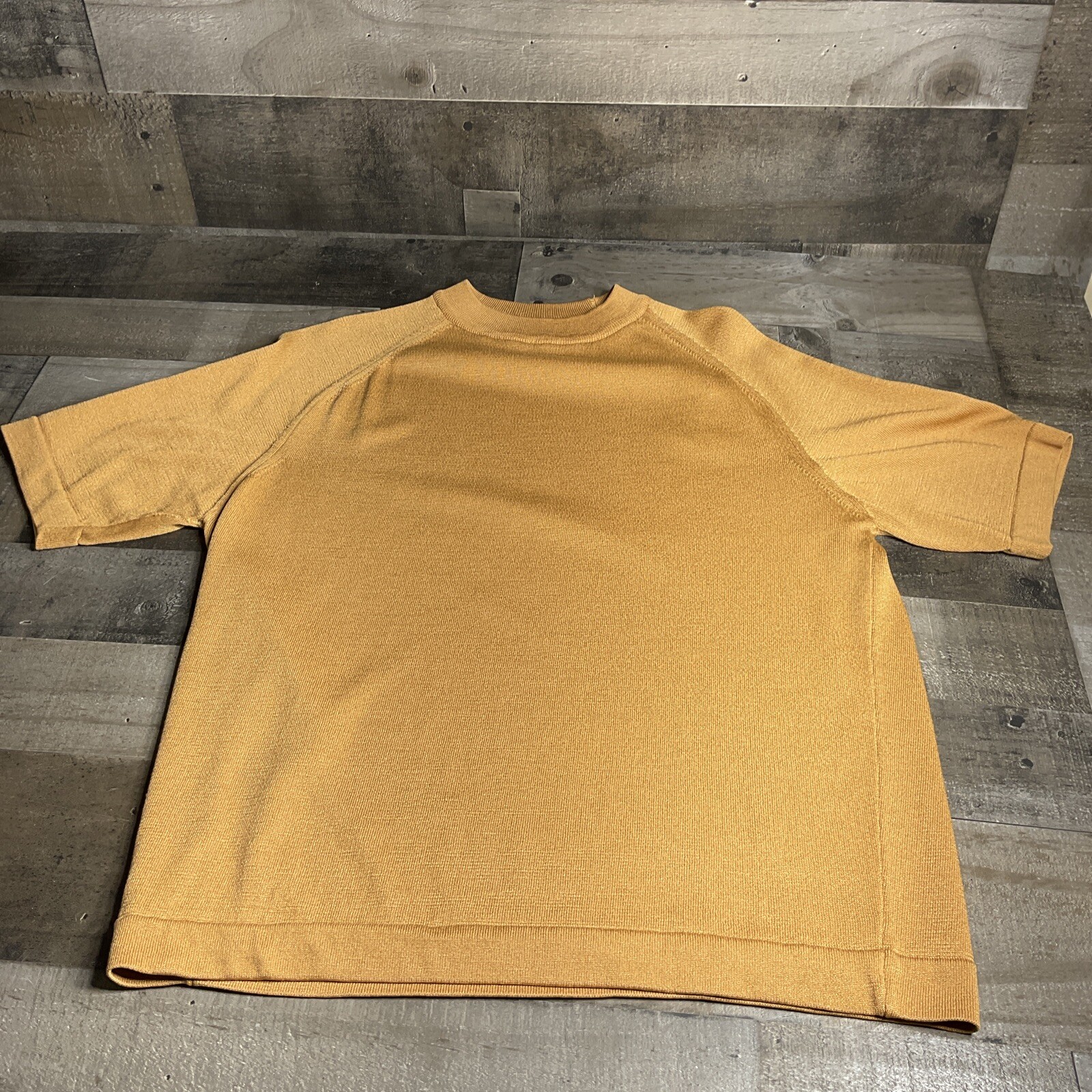 TOWNCRAFT Vintage Men Shirt JC Penney Gold Large 16-16 1/2 Disco Retro Groovy