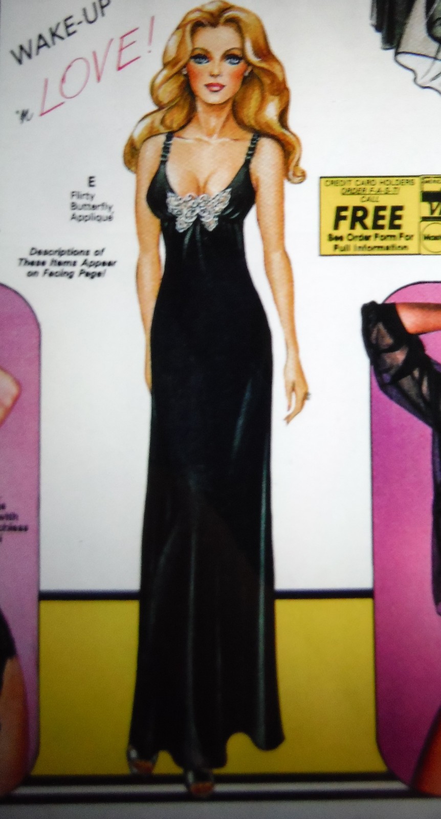 VTG 70’s FREDERICKS of HOLLYWOOD Lingerie Maxi Gown Butterfly Applique Union S/M