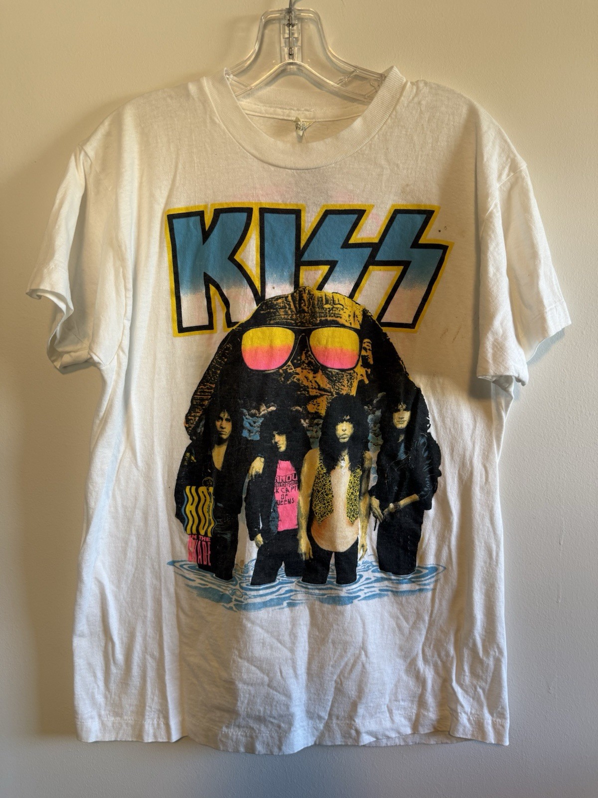 Kiss Hot In The Shade Tour 1990 White Retro Shirt Vintage 90s Single Stitch