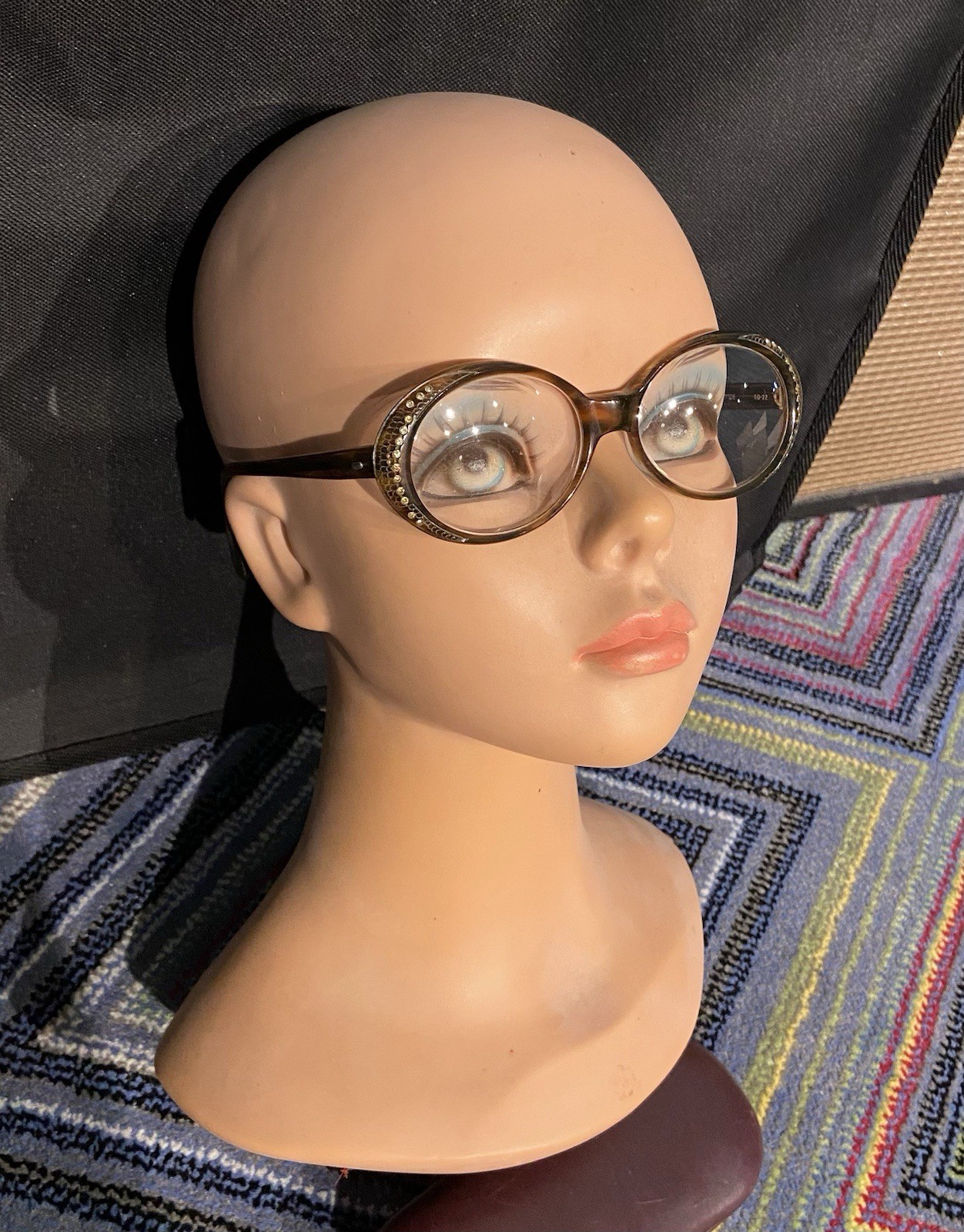 Vintage 1970s Duchess Jewelled Oval Eyeglasses Frames Tortoise Brown Made France