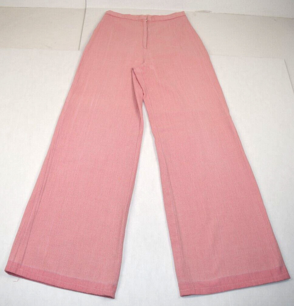 Vintage Pants Size S/M 70s Bubble Gum Pink Textured Soft Wide Leg High Waist