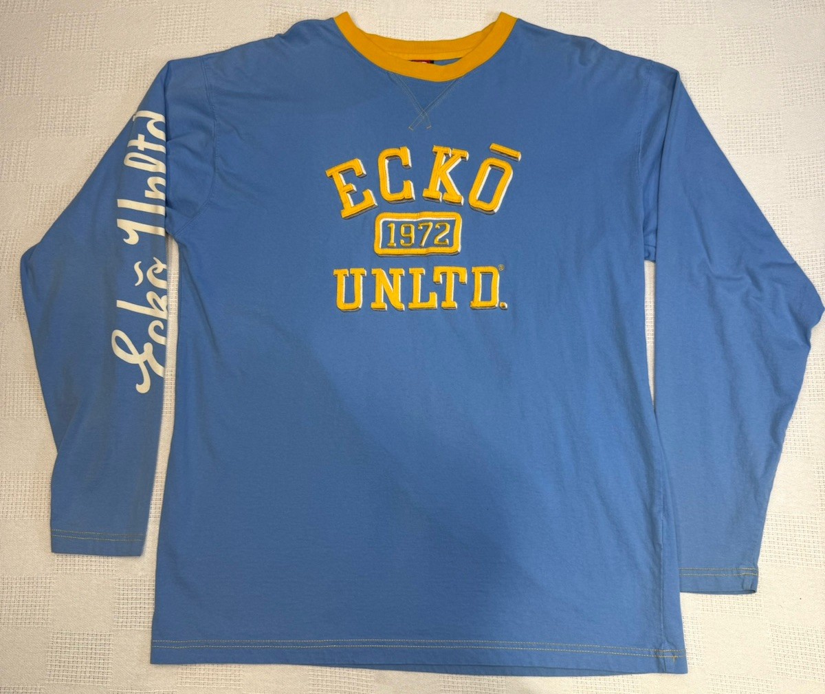 Vintage Marc Ecko Light Blue UNLTD Long Sleeve Shirt Sz Medium 100% Cotton M