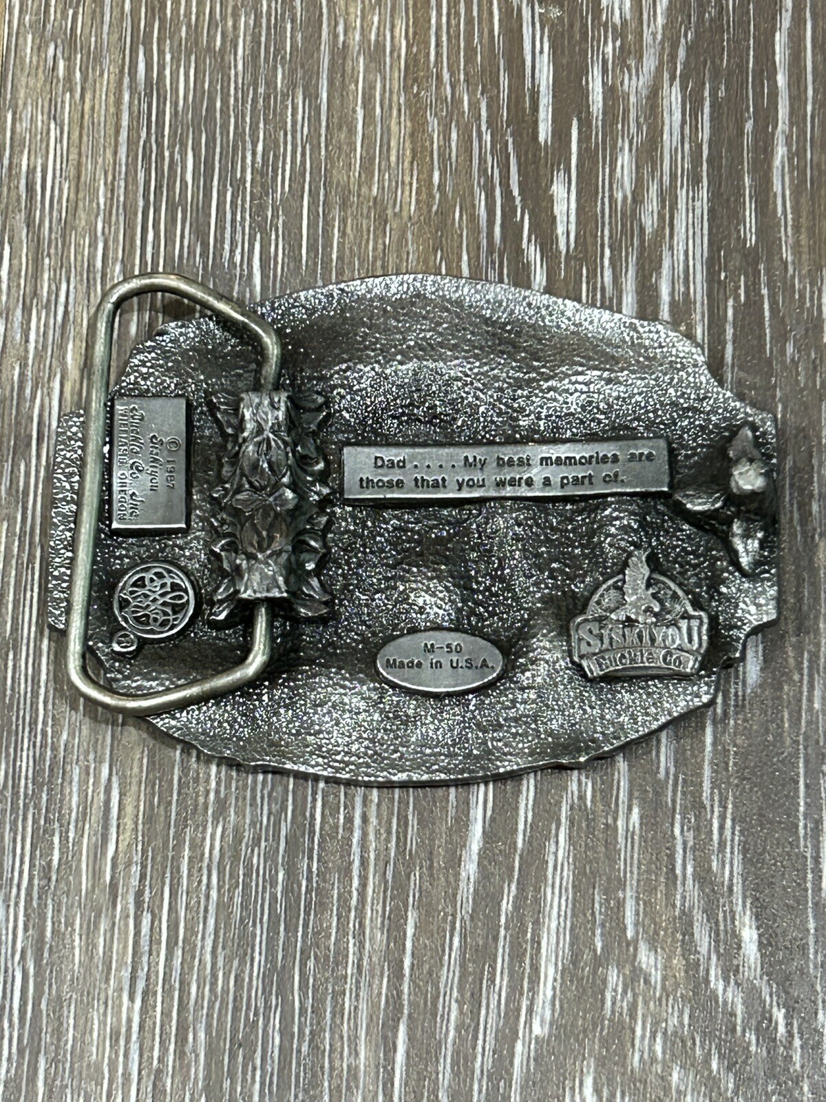 DAD Belt Buckle Fathers Day Gift Bold Scroll Design Vtg 80s Siskiyou