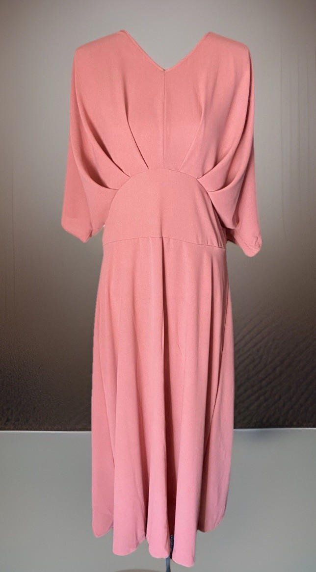 Vintage 40’s Looking Maxi Dusty Rose Greek Pleated Bodice Women’s Size XL