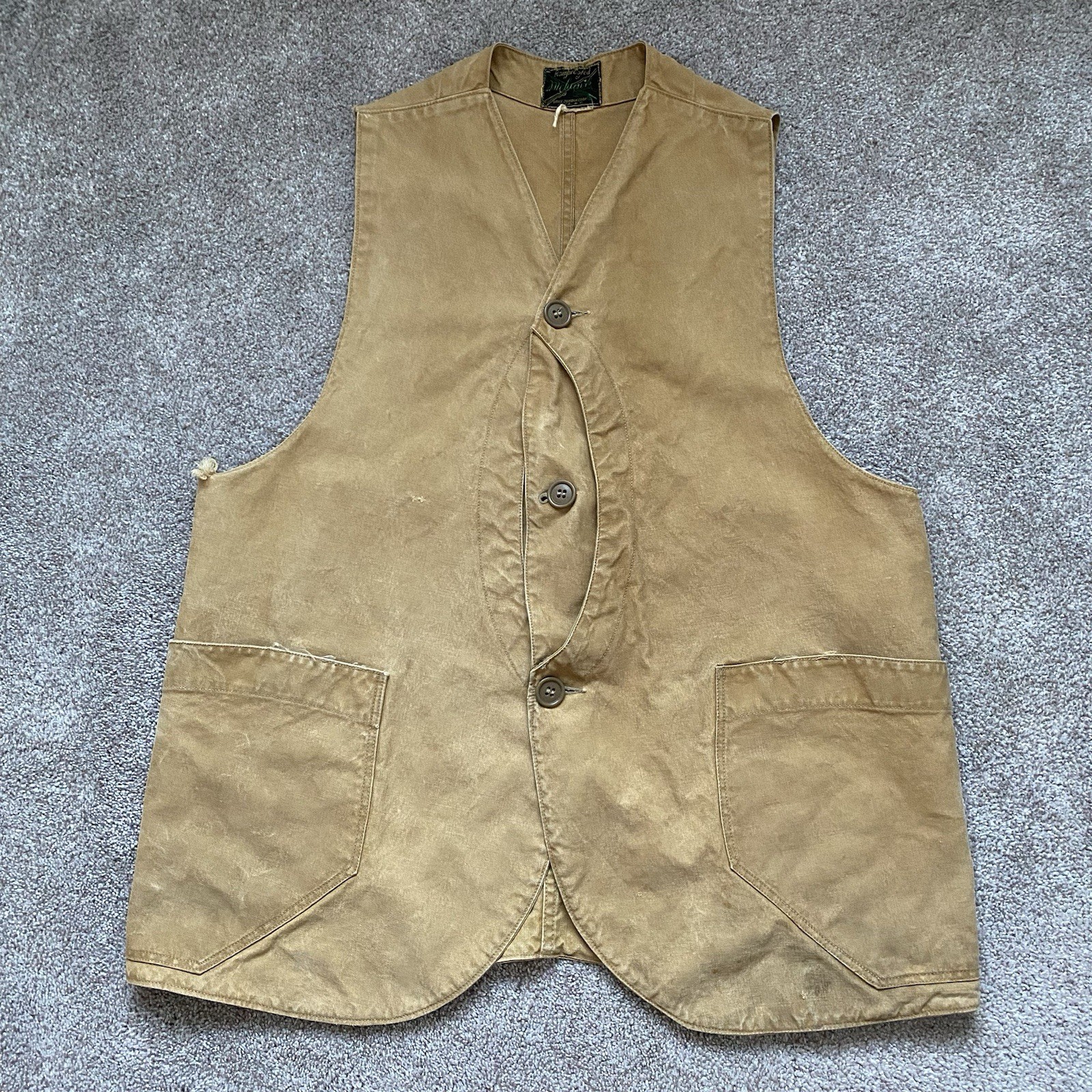 1930s 1940s Utica Duxbak Mohawk Half Moon Hunting Vest Large? L 40s 30s