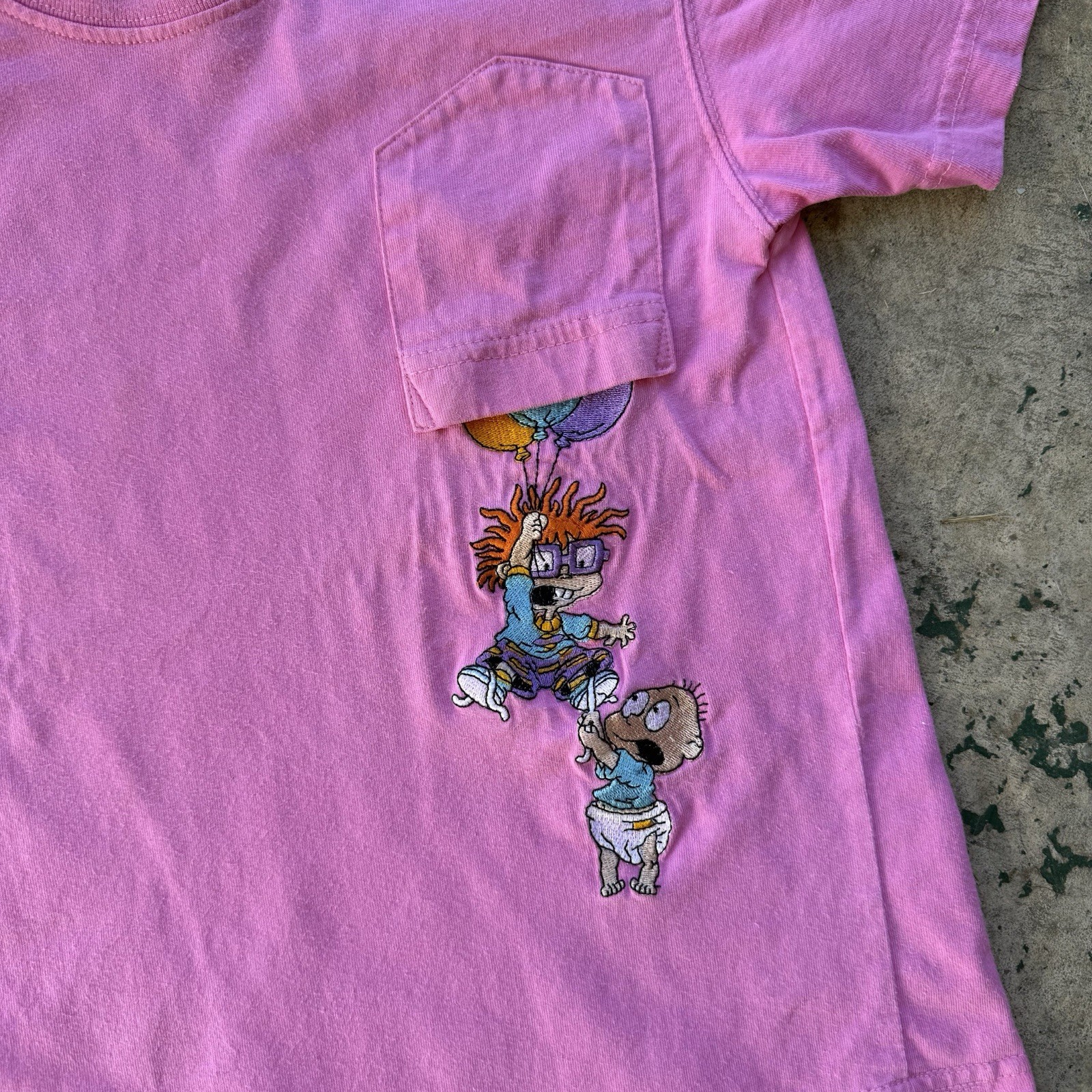 Vintage 1996 Nickelodeon Rugrats Pink Embroidered Girls T-Shirt Size 7/8 Cotton
