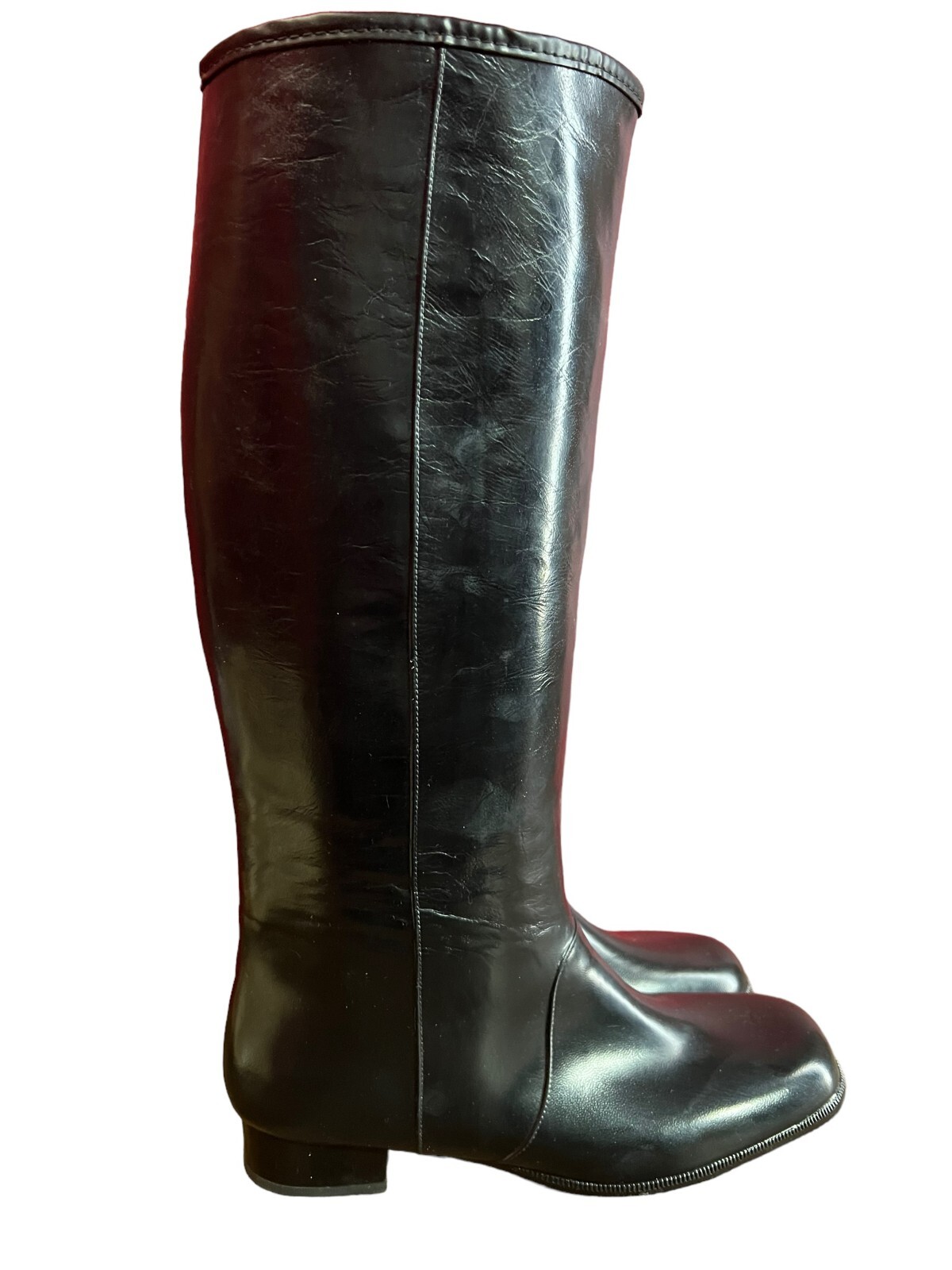 NOS Sz 6 VTG 60s 70s Rubber Boots Lined TALL Black Waterproof USA Pull On