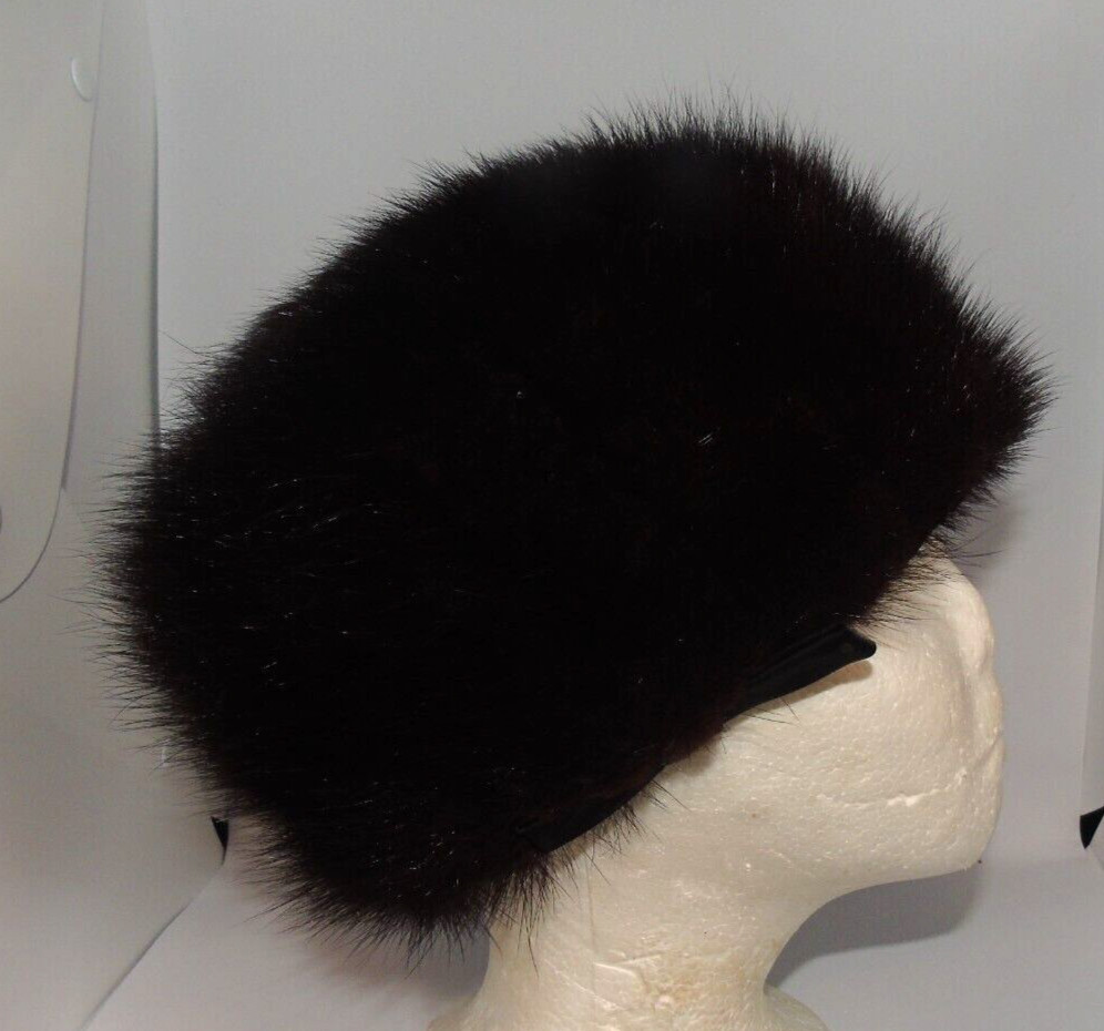 Vintage Amrose New York Brown Faux Fur Ladies Hat