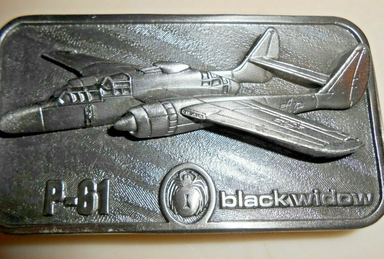 Northrop Military Fighter Aircraft P-61 (Blackwidow) Belt Buckle 1984