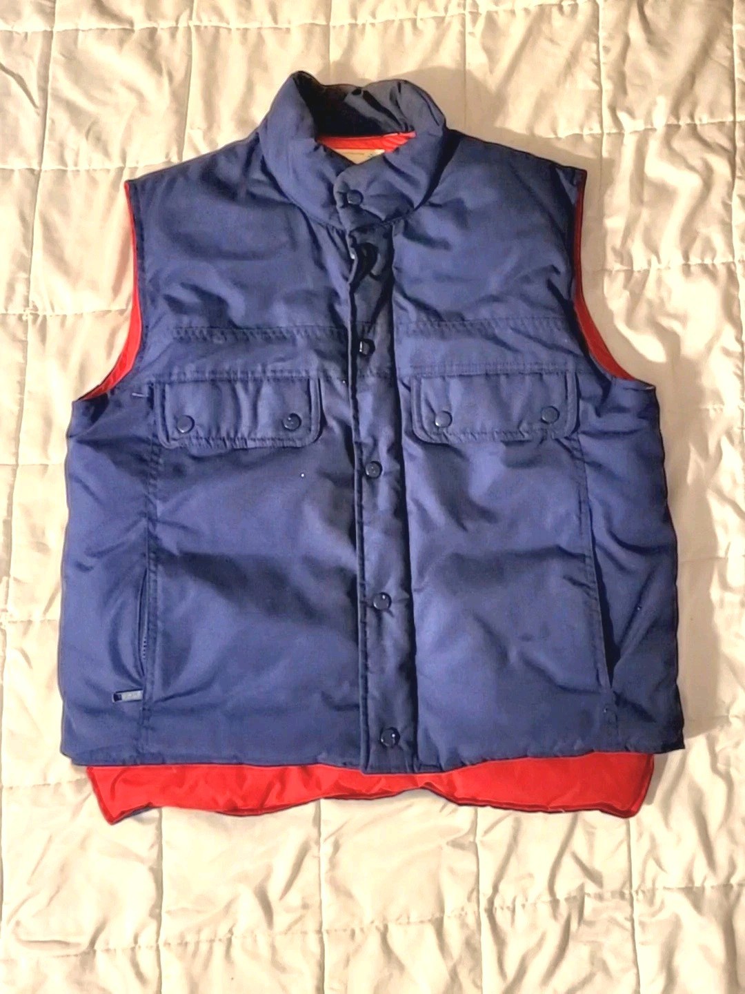 Vintage Sears Fieldmaster Puffer Vest Zipper Blue Red Men’s Size Medium