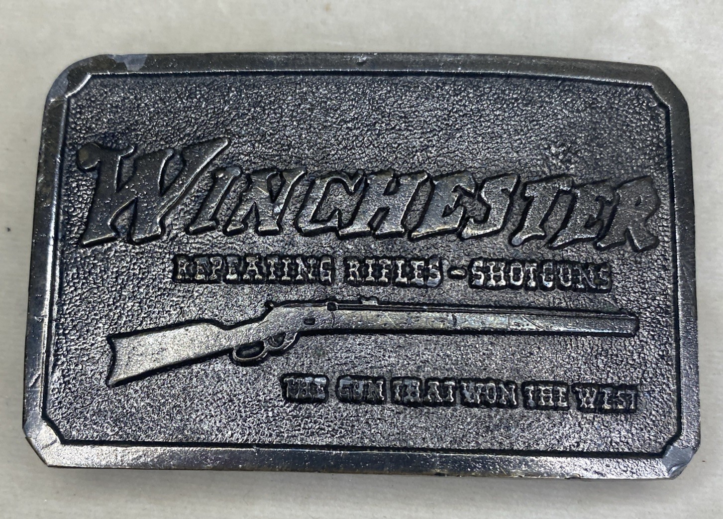 VTG ‘78 James Lind Wyoming Studio Art Works Winchester Belt Buckle Amazing Cond