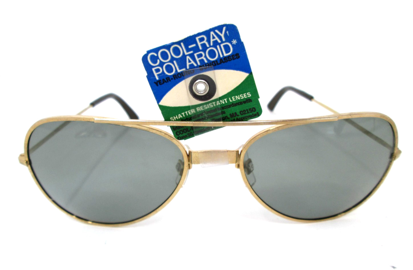 Vintage Aviator Sunglasses Cool Ray Polaroid Gold Frame Pilot