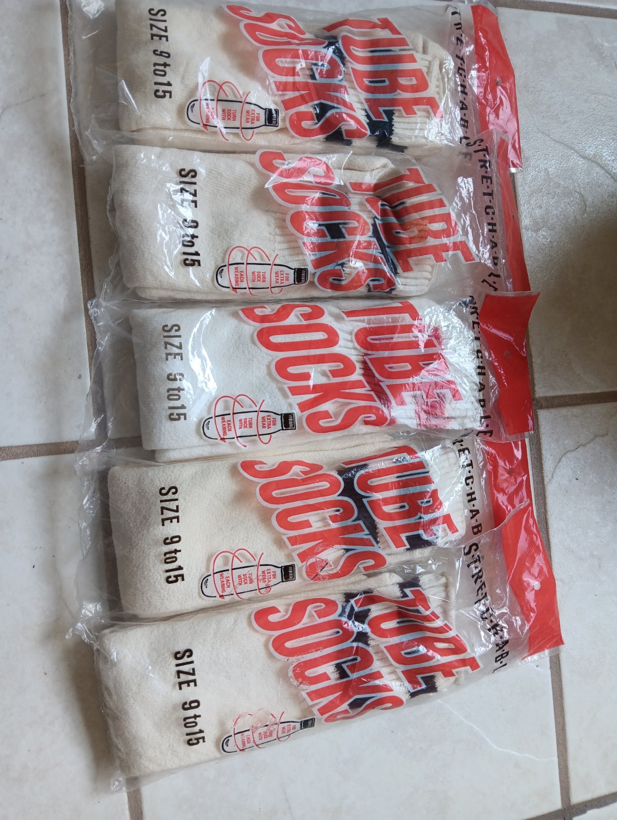 Vtg 5 Pack Tube Socks Fits 9-15 New NOS USA 🇺🇸 Made QUALITY Tube Socks NEW