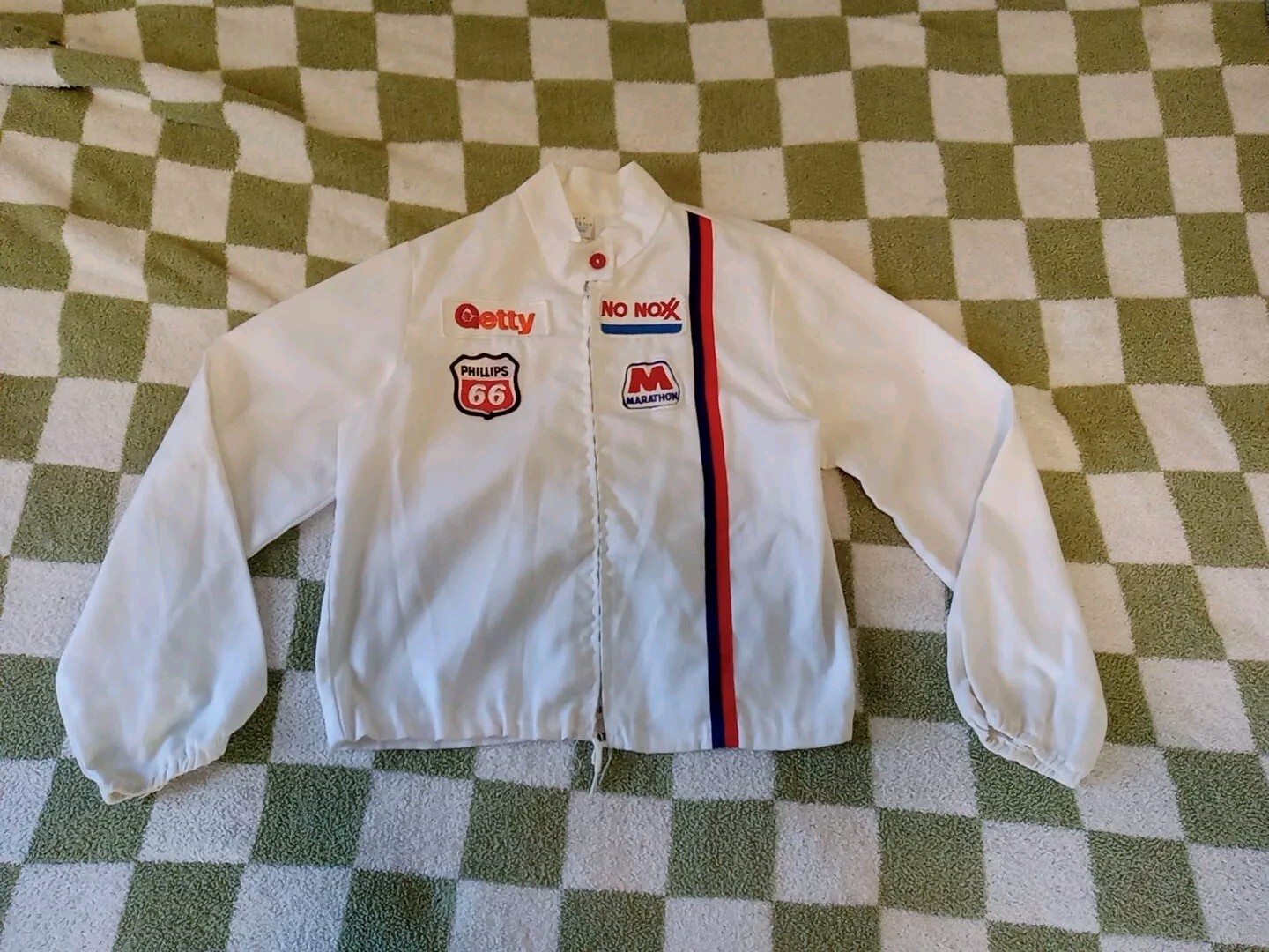 Vintage 1970s Growing Girl Sears Size 14 Racing Zip Up Jacket Style