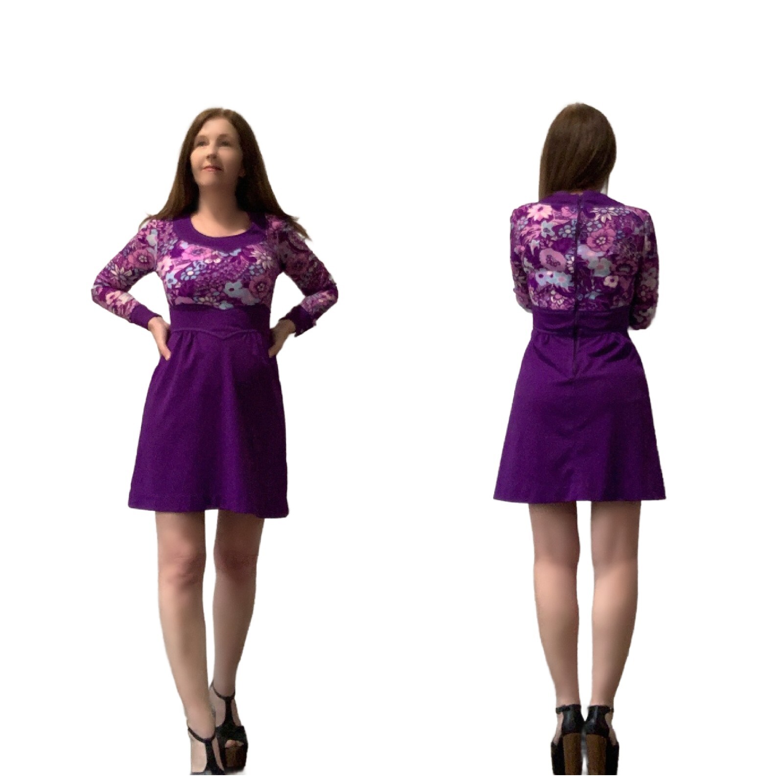 Clearance! XS S Mikey Jrs Mod Floral Deer Novelty Psychedelic Twiggy Mini Dress