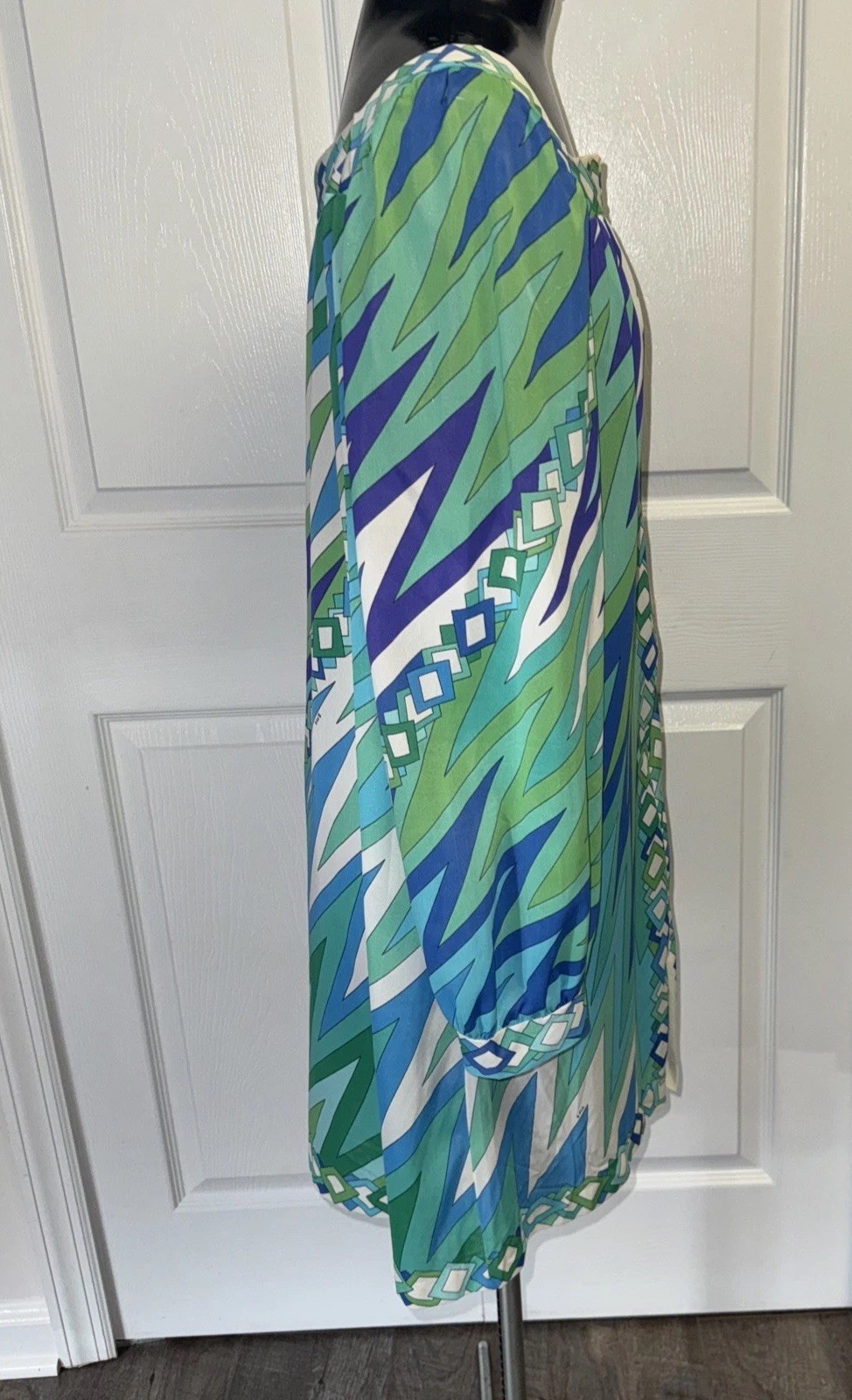 VTG Emilio Pucci Formfit Rogers Mini Kaftan Zip Shift LOUNGE Dress OP ART MOD M