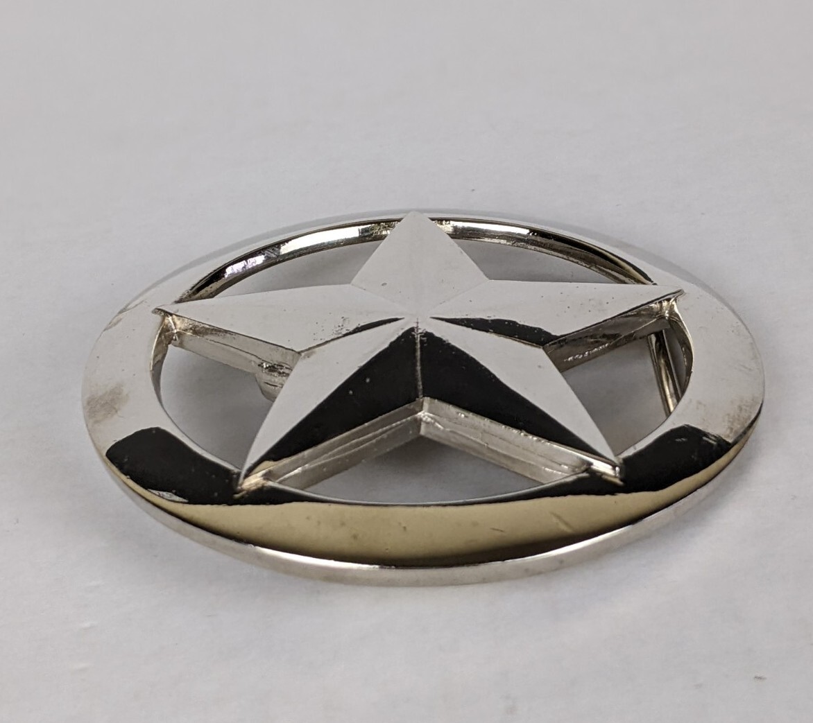 Vintage Silver Star Belt Buckle Made In USA 3.5in