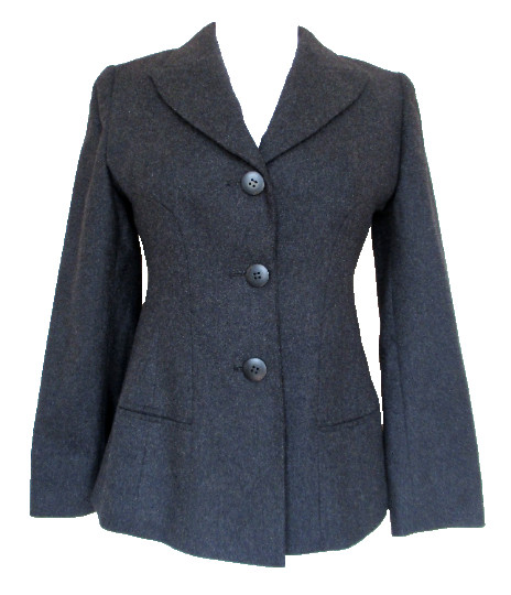 Vintage 1980s Krizia Jacket Blazer Size 40 Women Charcoal Gray Wool