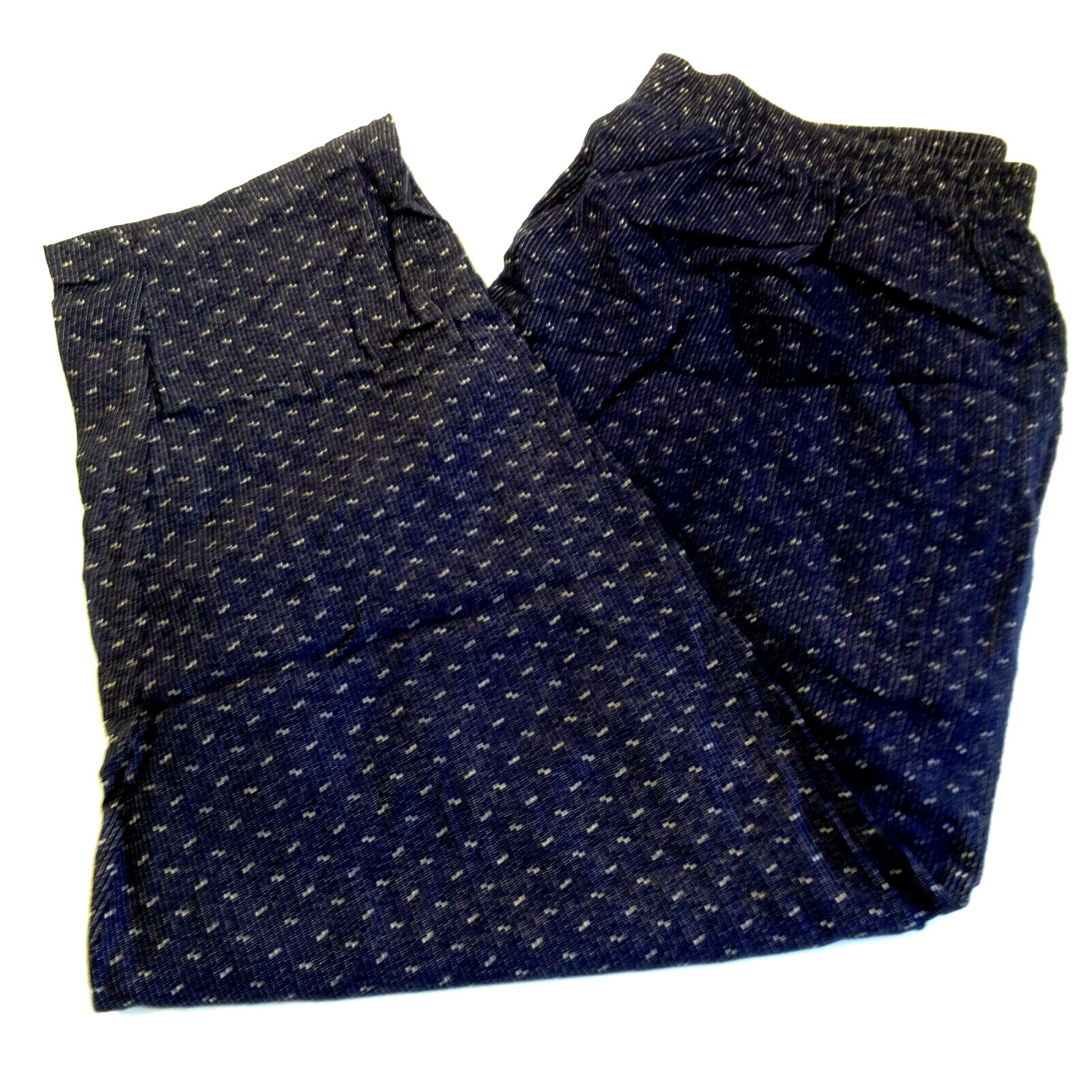Vintage C.M.Shapes Soft Rayon Pants Elastic Waist Navy Blue Size 1X USA Made