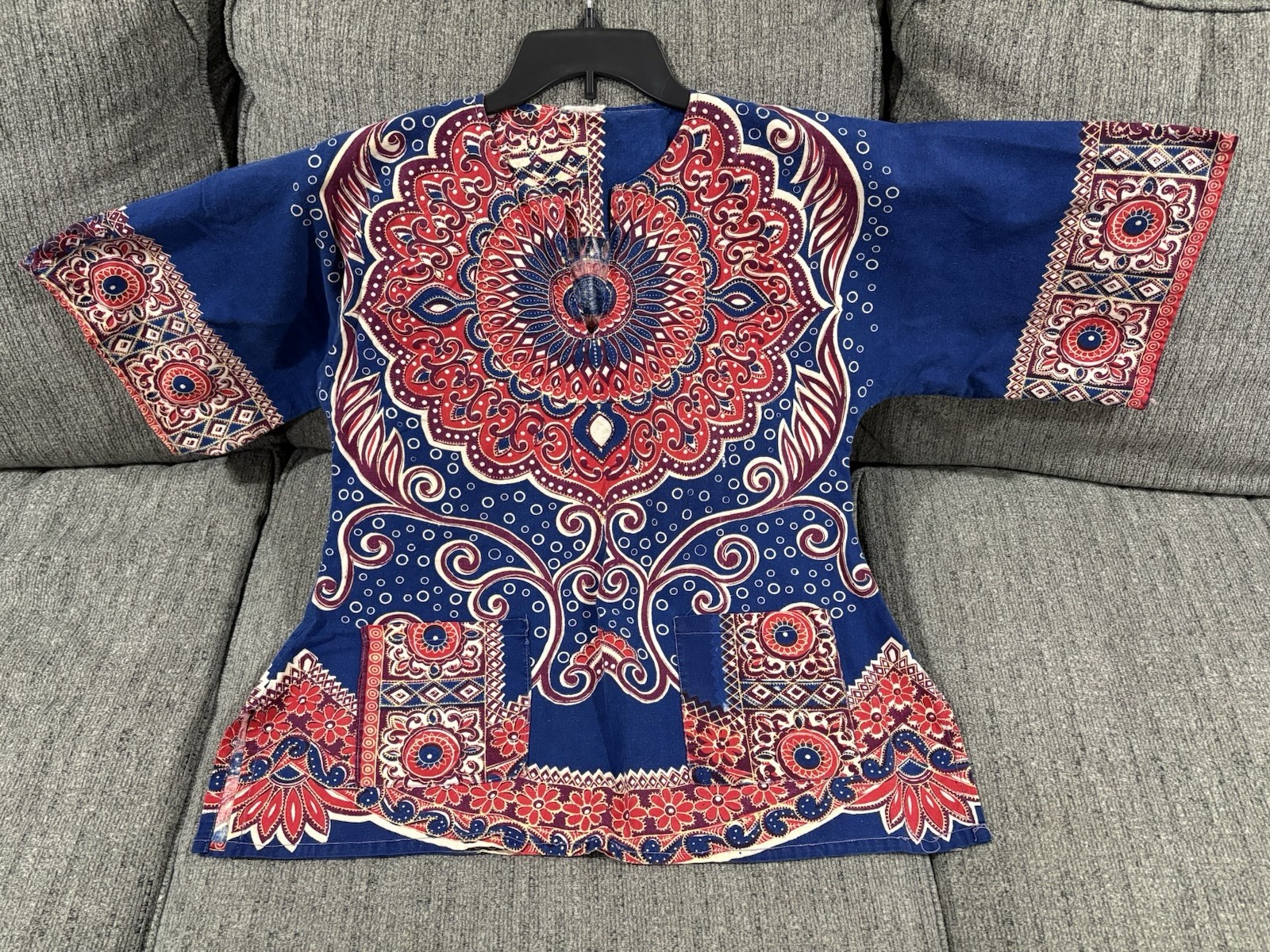 VTG 70s Cotton Angel Wing Dashiki Hippy Pullover Tops Lot Of 2