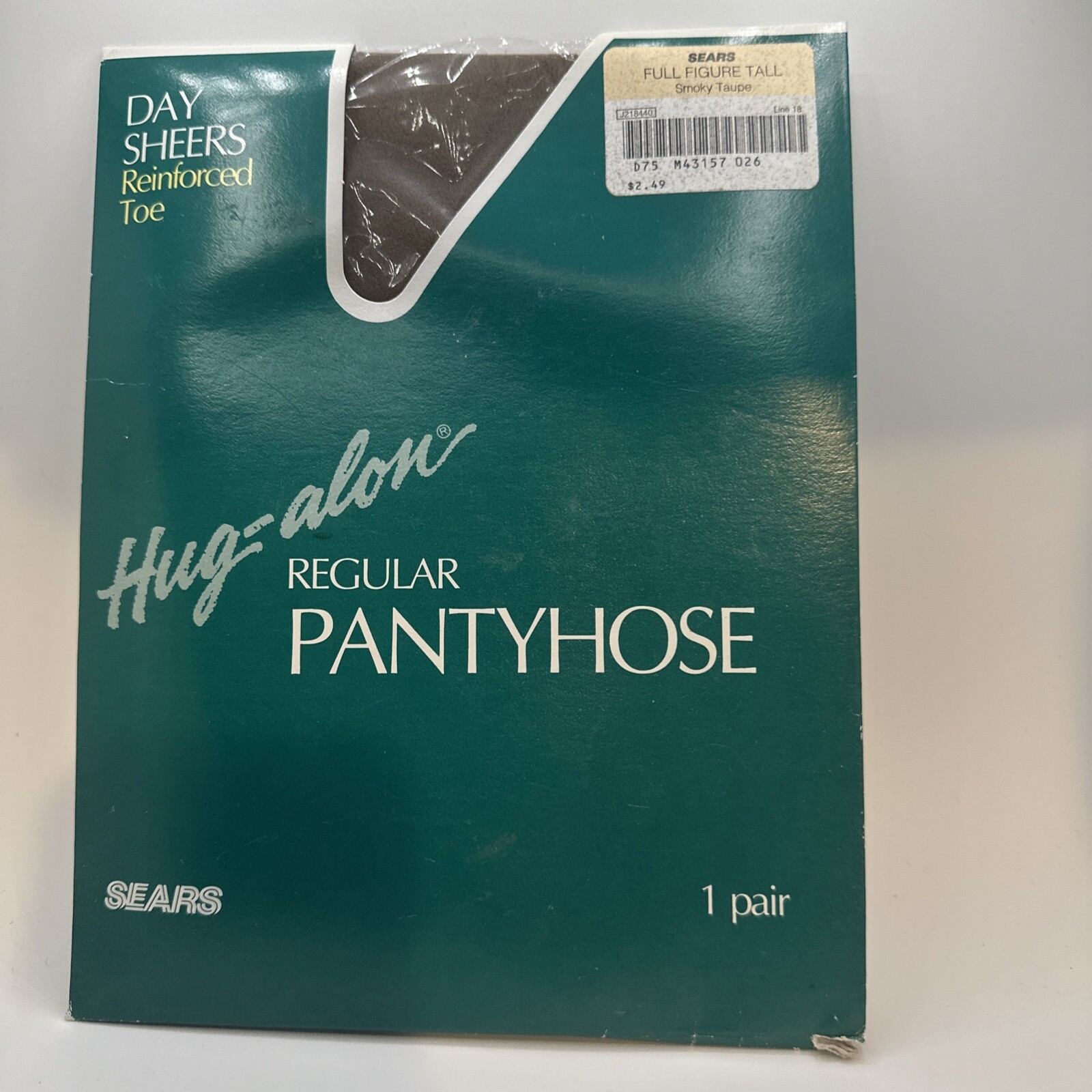 Vintage NOS Sears Hug Alone Day Sheer Pantyhose Stockings Full Tall Smoky Taupe