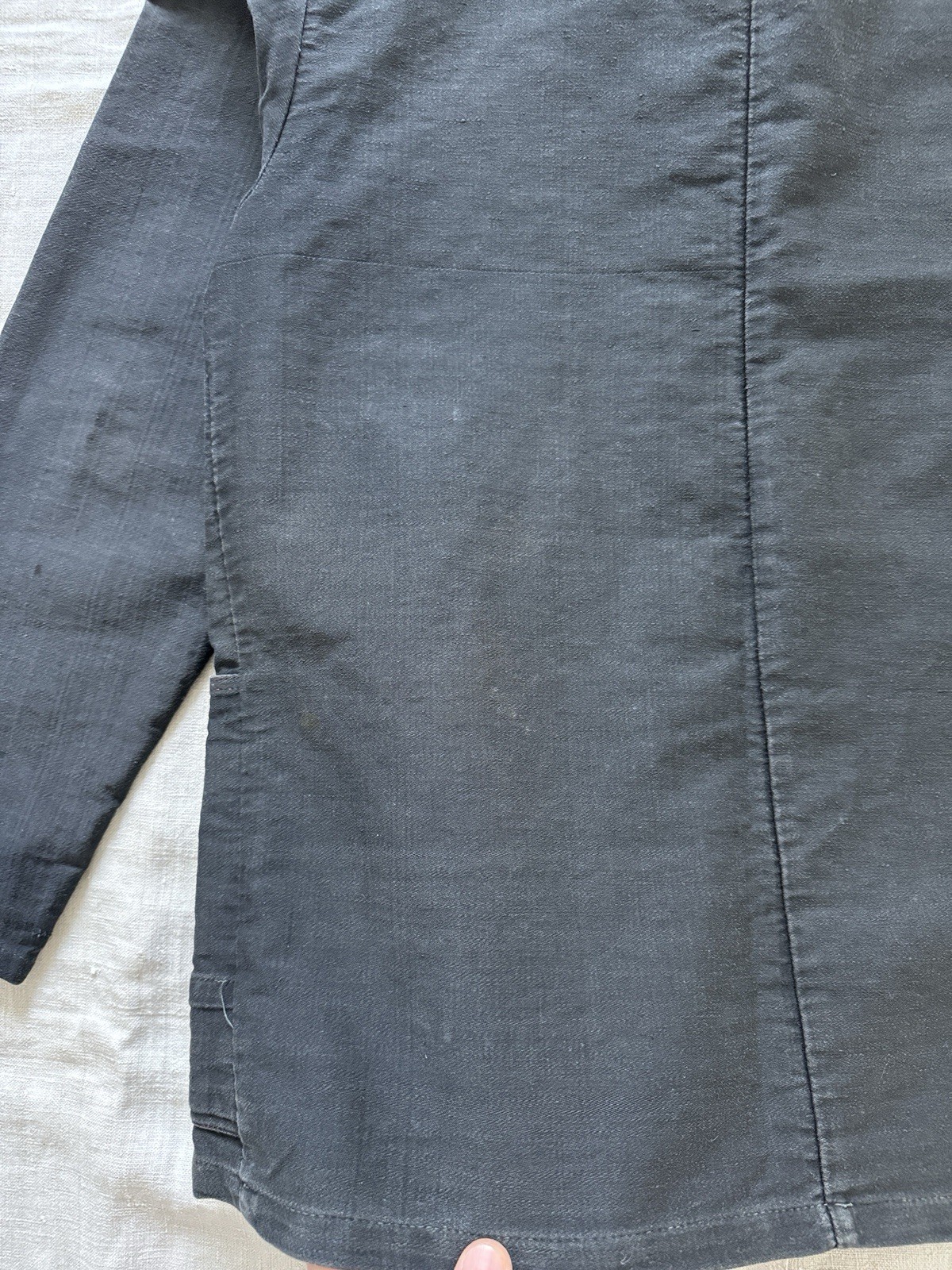 70s vintage Soviet workwear faded black moleskin French work jacket chore coat M