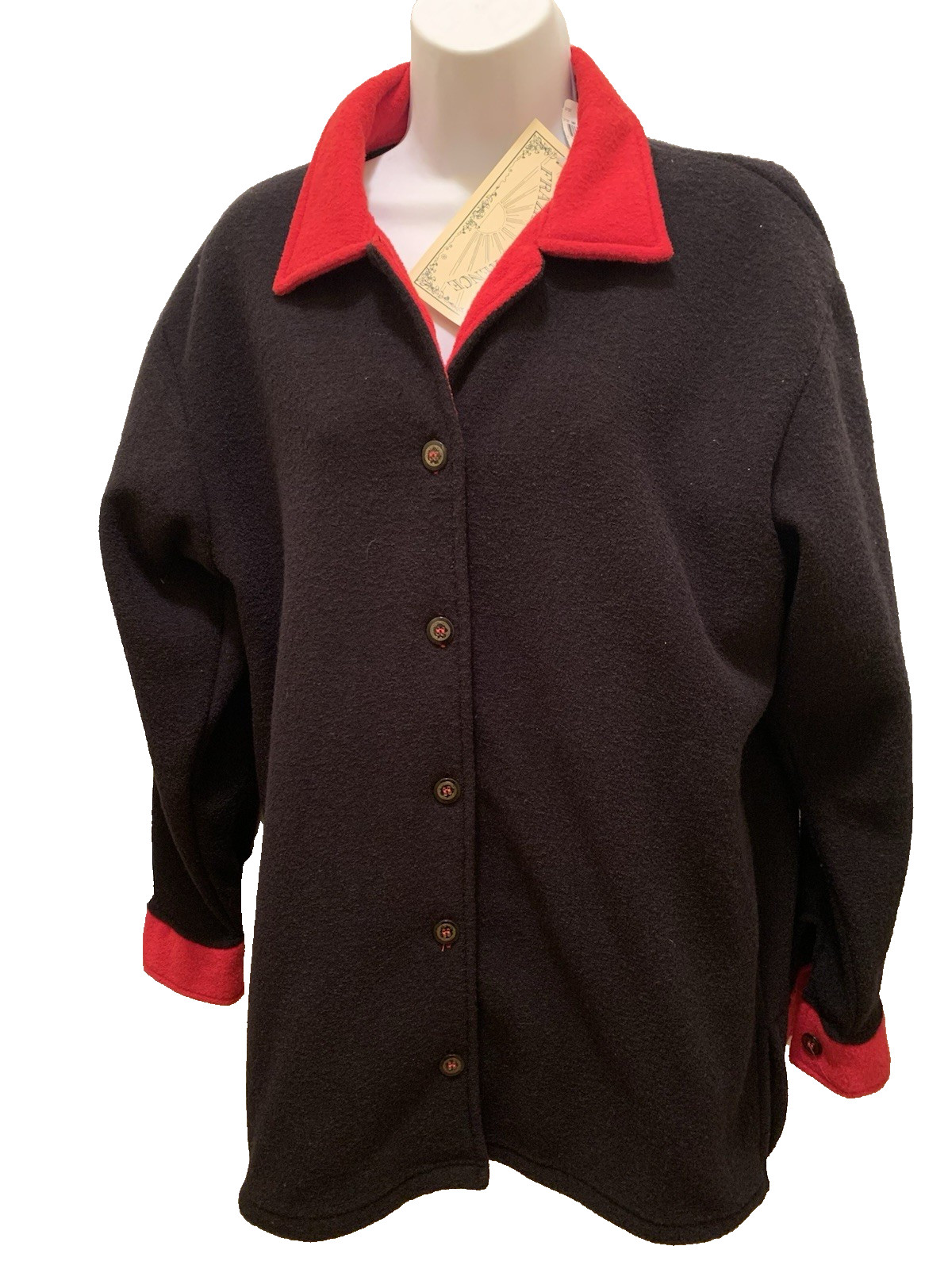 Vintage Womens Warm Black & Red Small Jacket Rockabilly Vibes! Frazier Lawrence