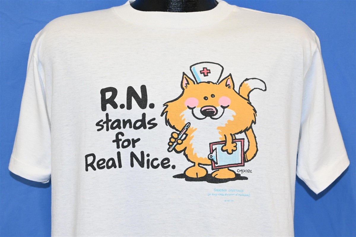 vintage 80s RN STANDS FOR REAL NICE NURSE SHOEBOX GREETINGS t-shirt MEDIUM M