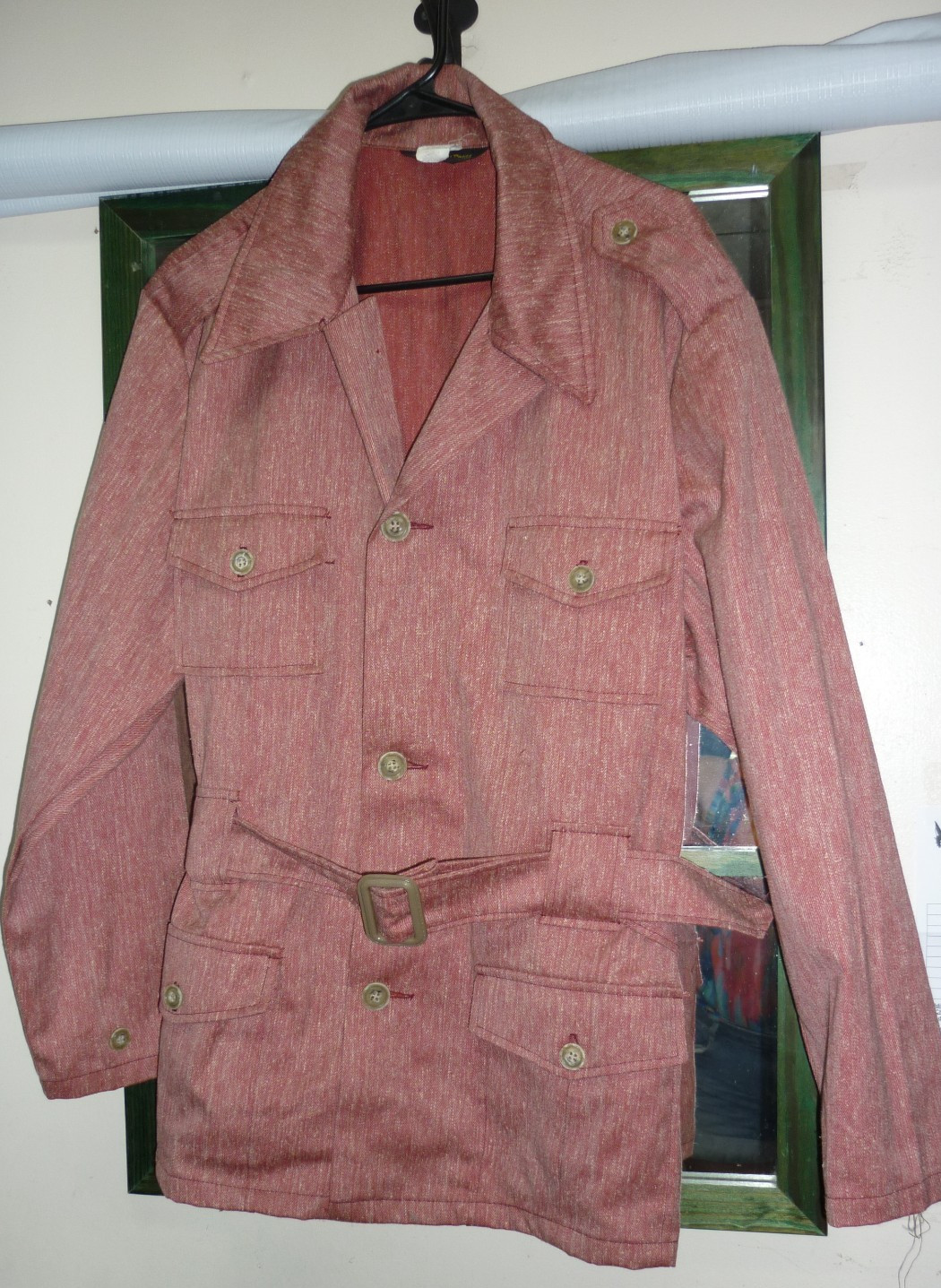 VINTAGE 70’s SPORTSWEAR BLAZER W/BELT DISCO JACKET L-42-44