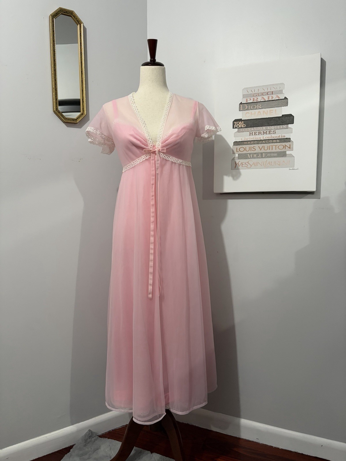 Vintage Nightgown And Peignoir Set Chiffon Robe Size Small