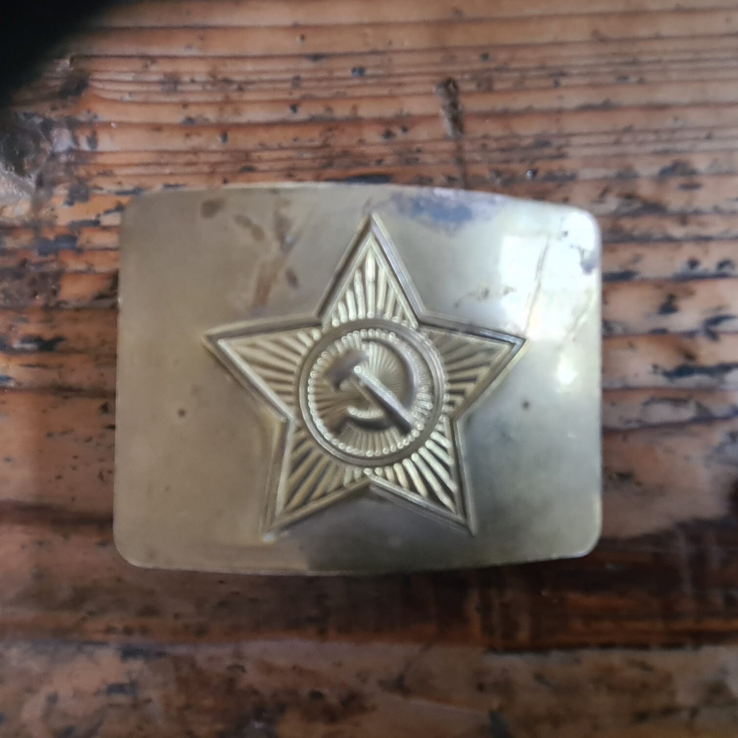 Vintage Original Russian Army Soviet Brass Belt Buckle USSR star and