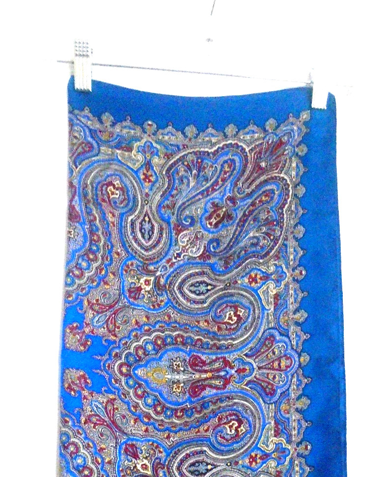 Vtg LIBERTY 23×23 Blue & Multi Color Paisley Pure Silk Scarf Made in England!