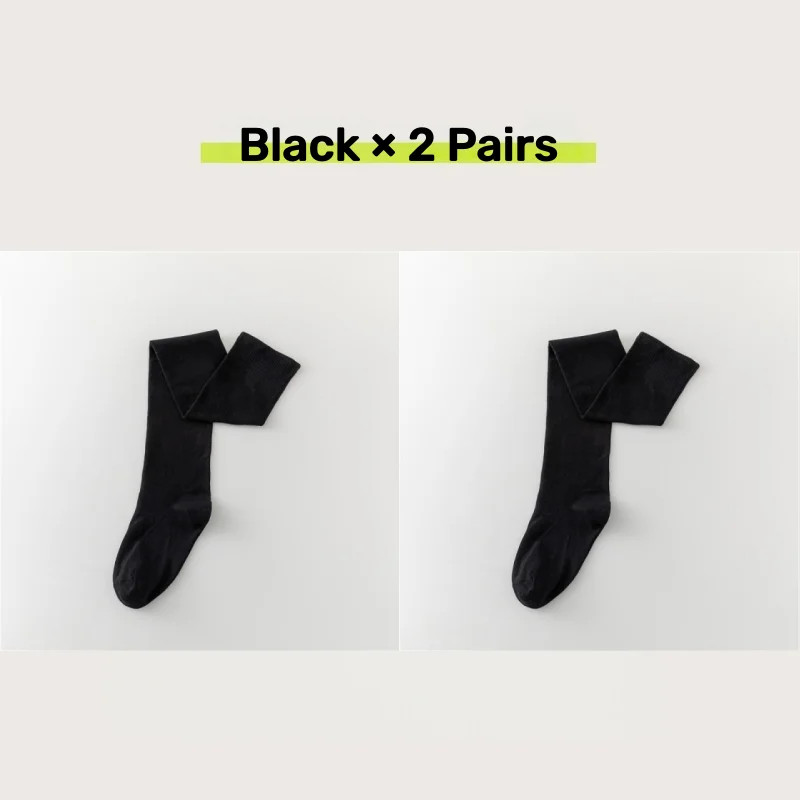 2 Pairs Women’s Over The Knee Cotton Thigh High Socks Black White Blue Striped