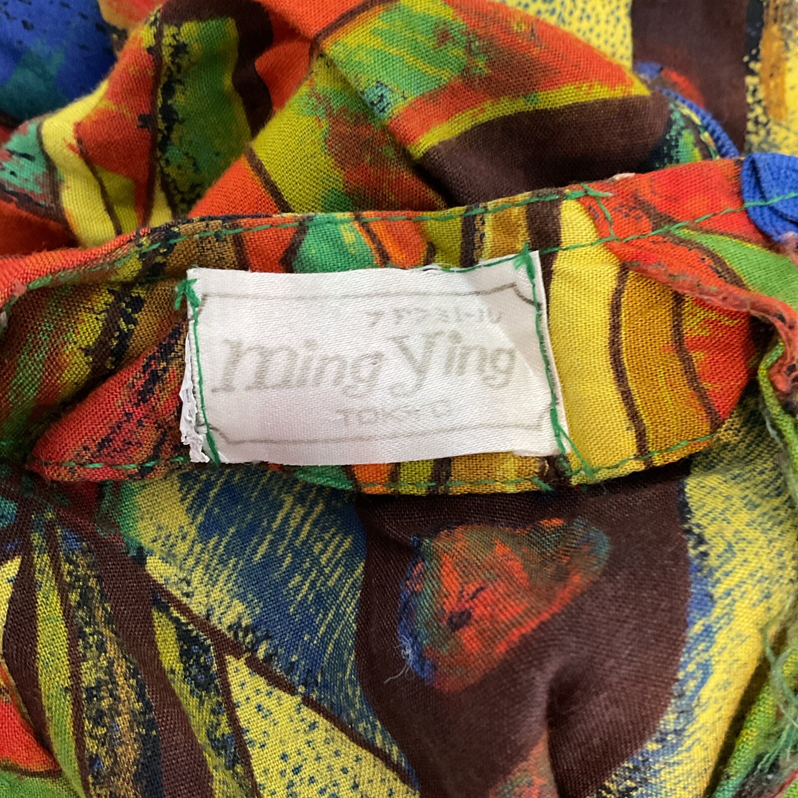 Vtg 70s MING YING TOKYO Multicolored abstract ART TO WEAR Psychedelic dress M