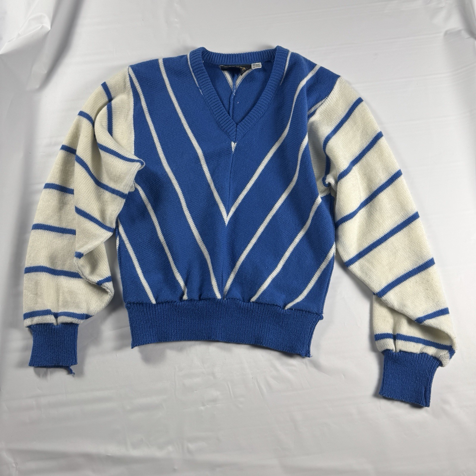 Vtg 80s Blue White Striped Sweater 1989 Aesthetic Taylor Swift Style Small Fair