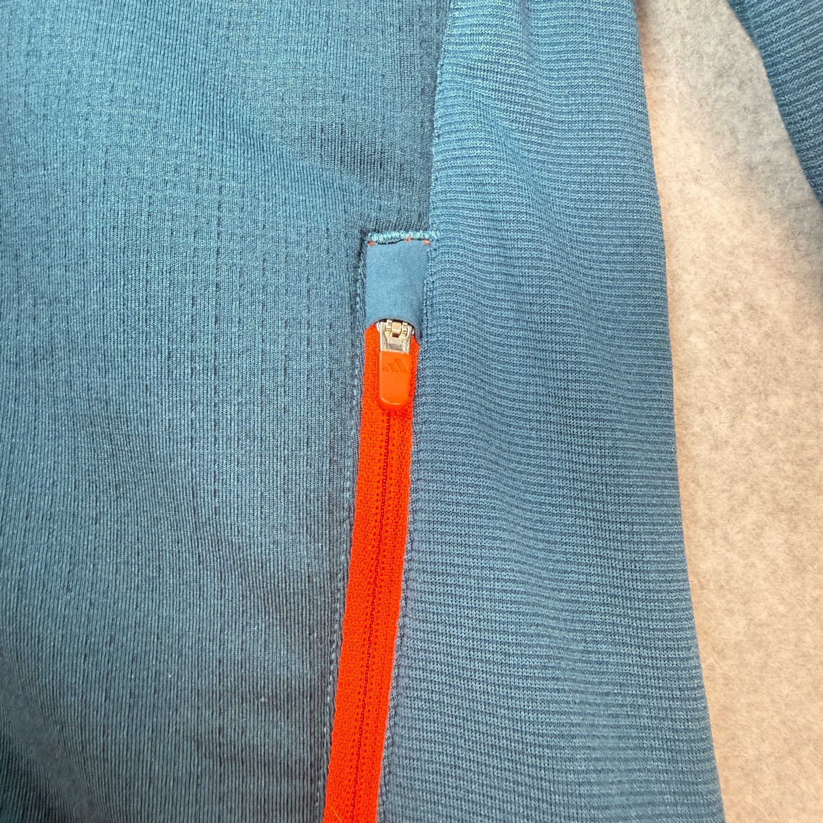 Adidas Terrex Swift Technical Grid Fleece Jacket Teal/Neon Orange Small Gorpcore