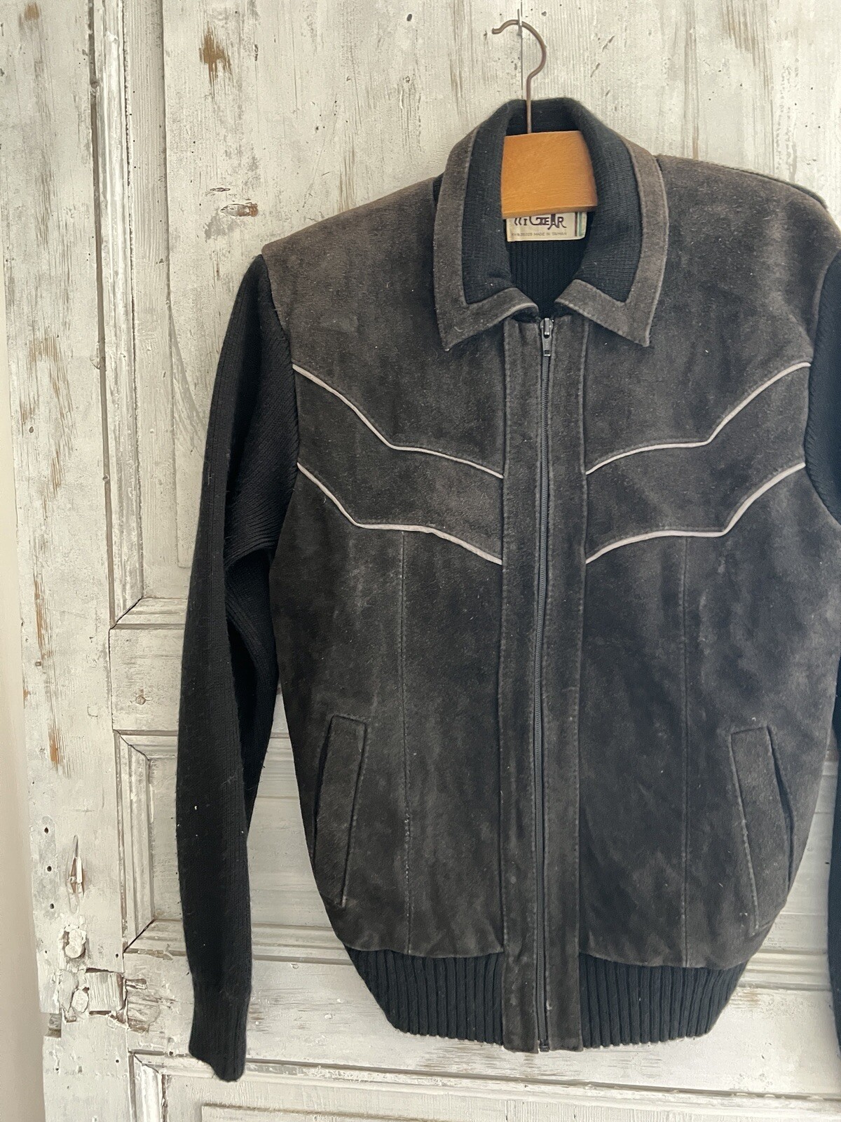 Vintage French black SUEDE JACKET c1950