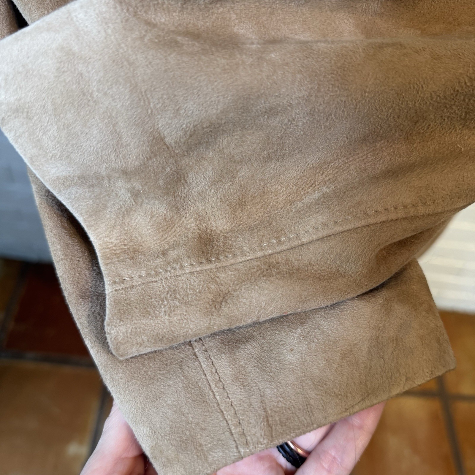 Vintage 80s 90s Skin Things Tan Suede Blazer Jacket Womens 10