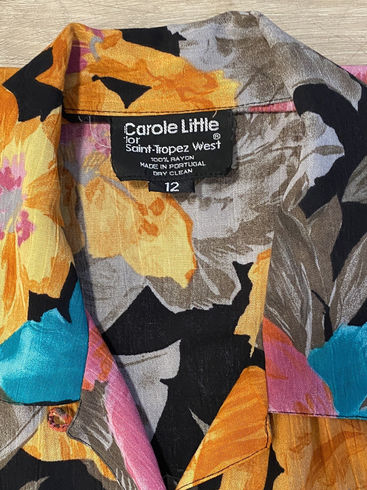 Carole Little Rayon Top Vtg 90s Designer Floral Blouse Shirt Sz 12 Boho