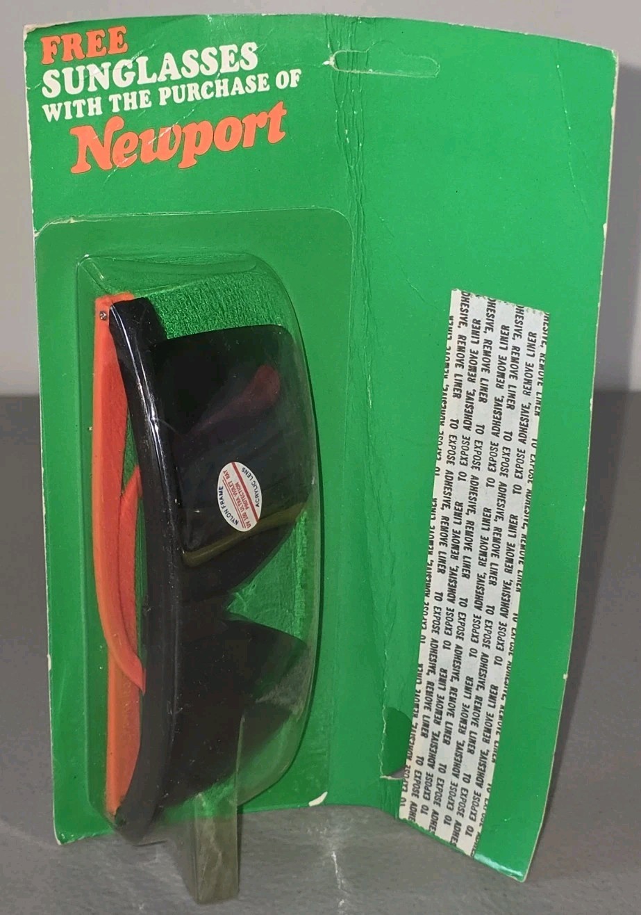 Vintage Newport Sunglasses 90s NOS Promotional Black & Neon Orange NEW Old Stock