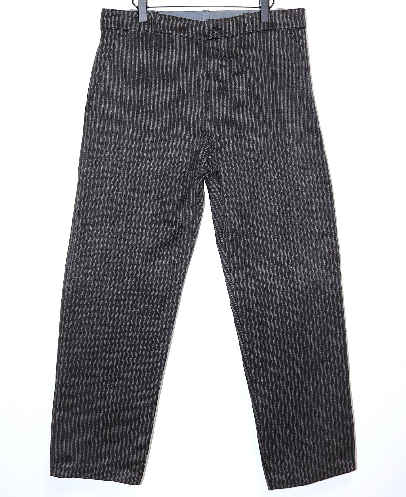 New French 1950s Grey Striped Cotton Pique Work Chore Pants W37 Made in France