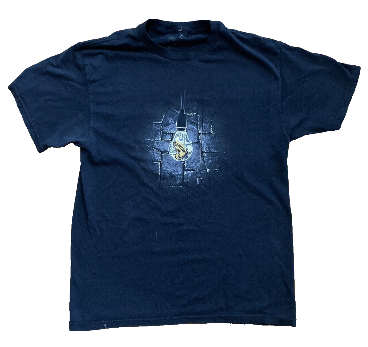 Vtg Butterfly in Lightbulb Art T-Shirt RARE Older Threadless Design Monarch HTF!