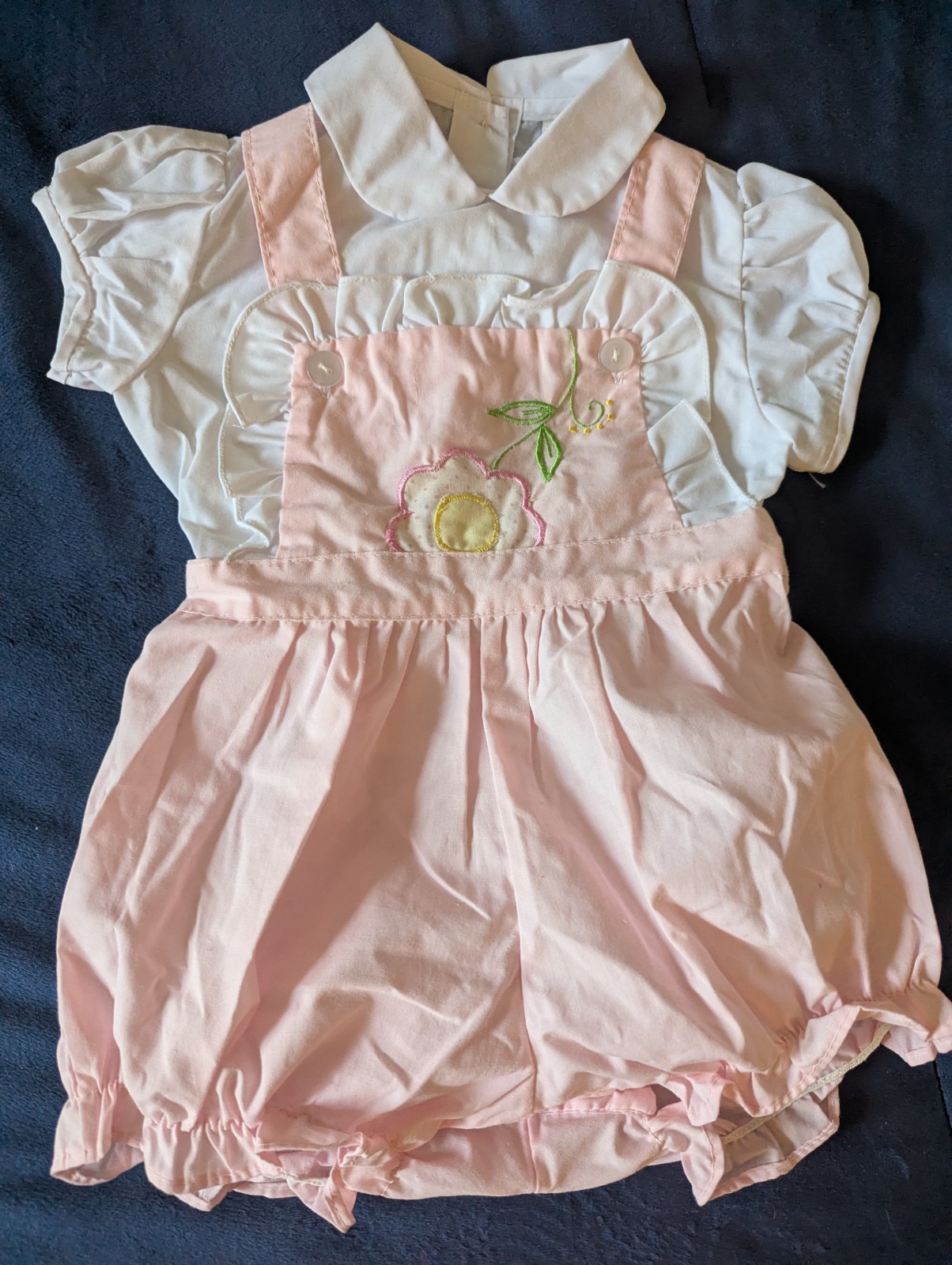 Vintage Toddler 2 Piece Cuties By Judy Overalls Embroidery 18 Mo