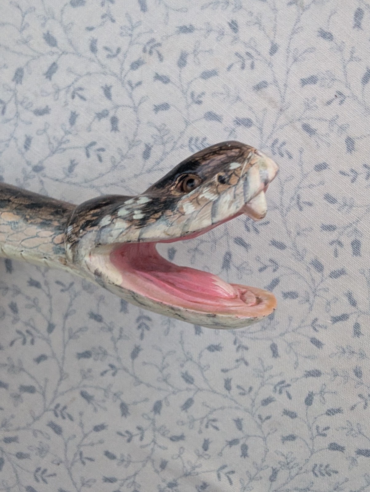 Hand-Carved Wooden Walking Cane with Cobra / Rattle (?) Snake Design Approx 36″