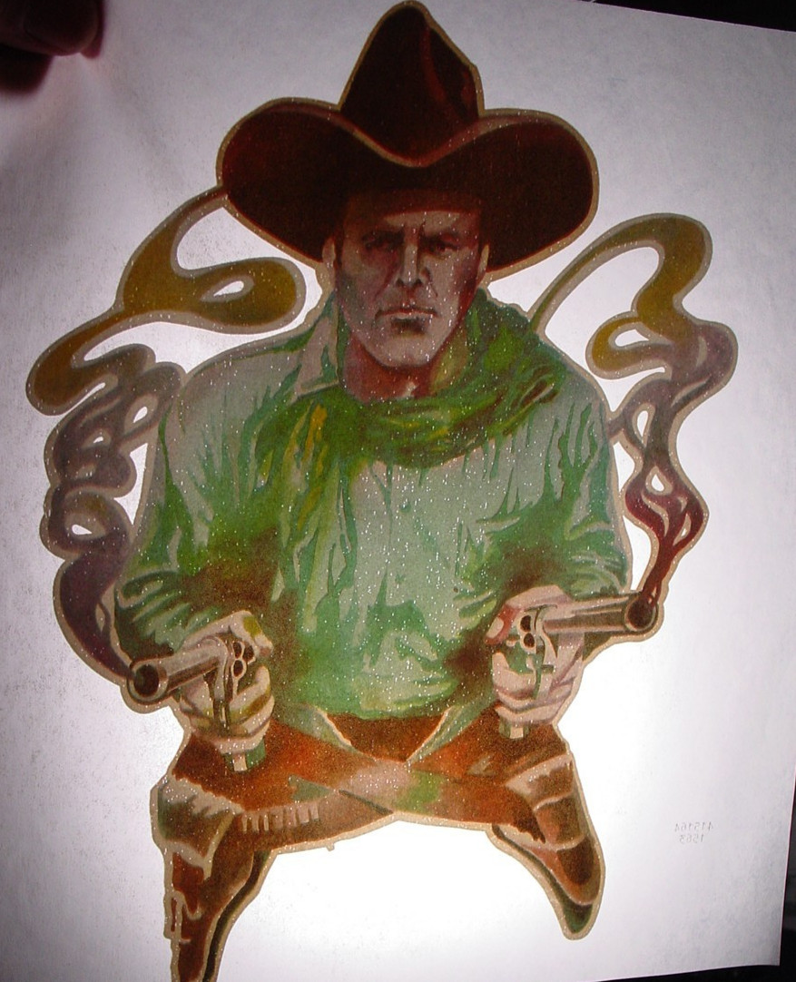 WILD WILD WEST 6 SHOOTIN’ VINTAGE 1970’s COWBOY IRON ON TRANSFER NICE, B-9