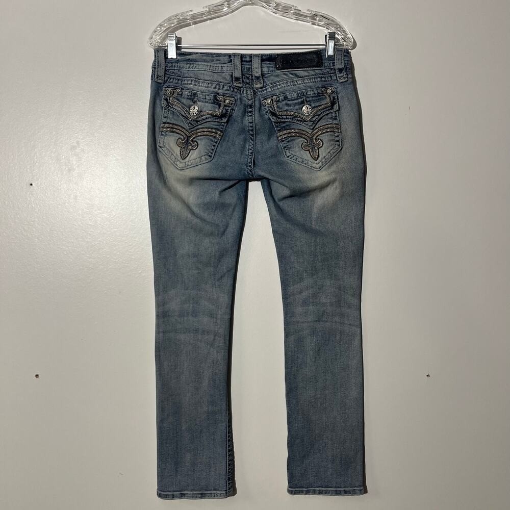 Rock Revival Buckle Essie Capri Embroidered Straight Blue Jeans Women’s Size 28