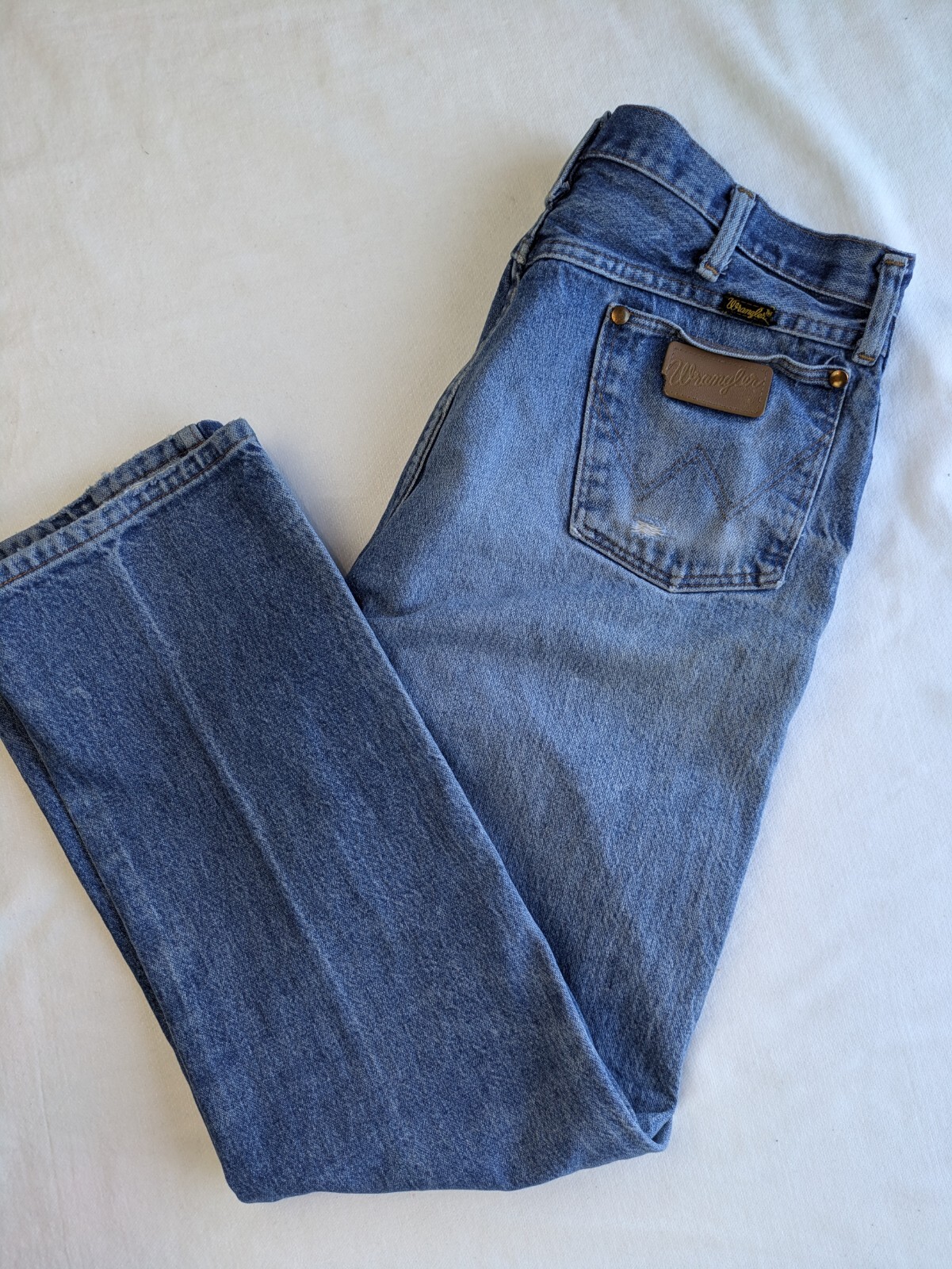 VTG Men’s Wranglers Cowboy Cut Light Wash Worked In 36×32