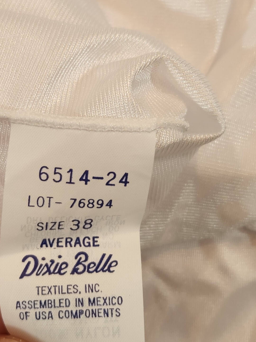 Dixie Belle White Slip Nightgown Womens Size 38 VTG Nylon Elastic Lace Strap