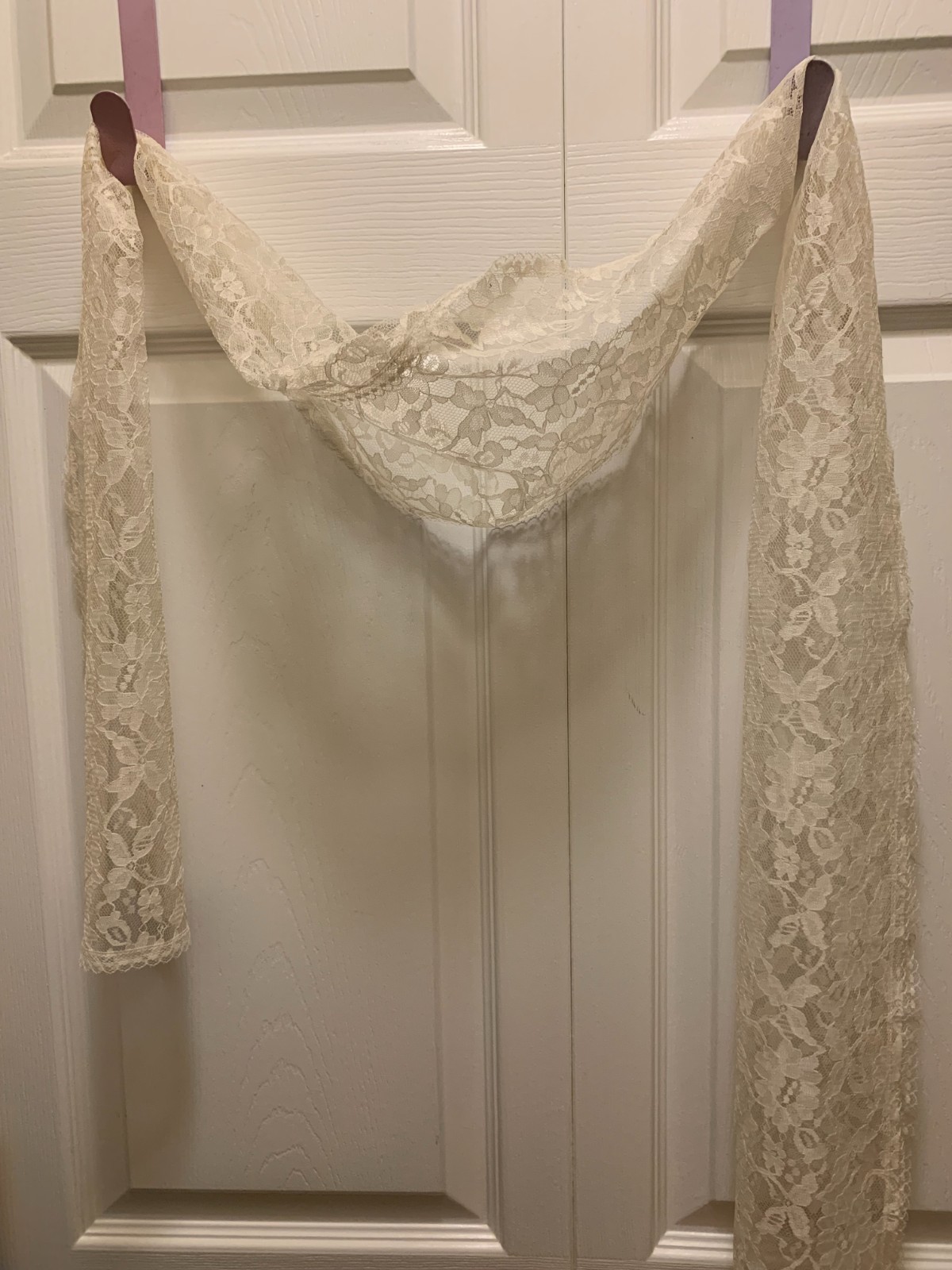 Rare Vintage Gunne Sax Creamy Lace Scarf/Sash Rose Floral 9″ x 71″ EUC