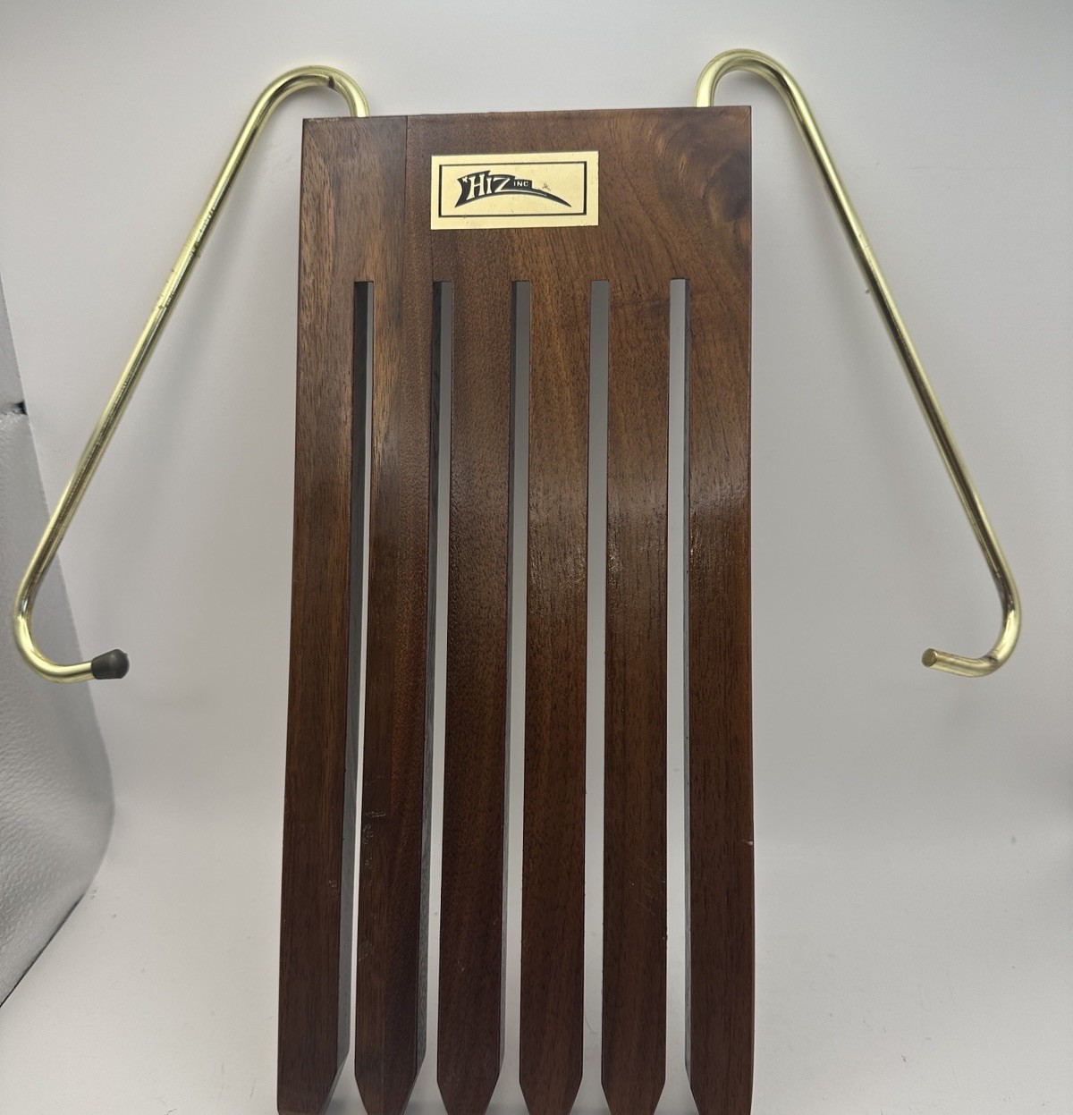 Mid Century Art Deco Wooden Pants Rack Hanger Vintage Hiz Inc 5.25″x13″ READ